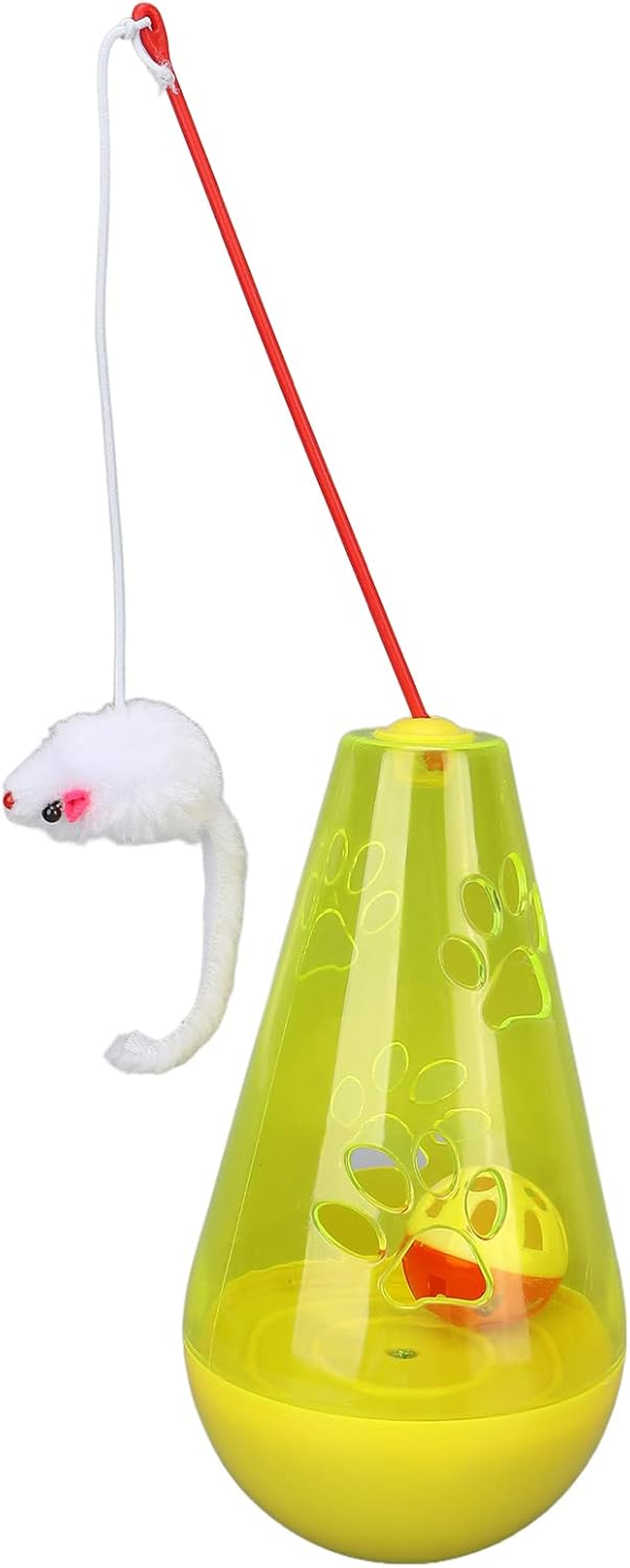 Cat Chasing Toy, Clear Color Cat Snack Toy Anxiety Ease Built in Bell Ball, Cat Roly Poly Toy Exercise Attractive Plush Mouse Cat Stick for Indoor Cats Kittens (Blue)