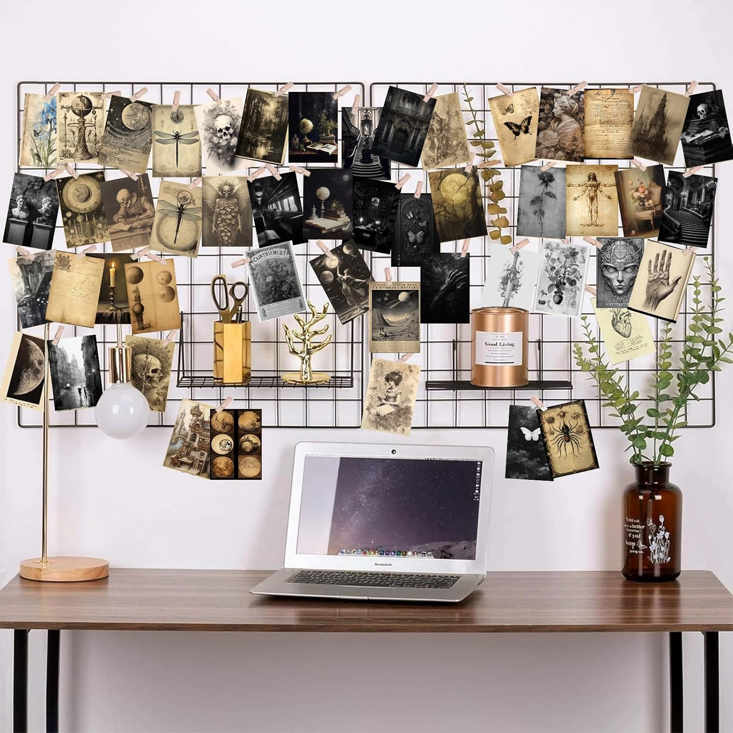 Dark Academia Wall Collage Kit, 70Pcs Dark Academia Wall Decor Vintage Poster, Retro Style Dark Aesthetic Room Decor, Light Academia Photo Collage Kit 4"X6" Aesthetic Picture, Gothic Home Decor For image number 6