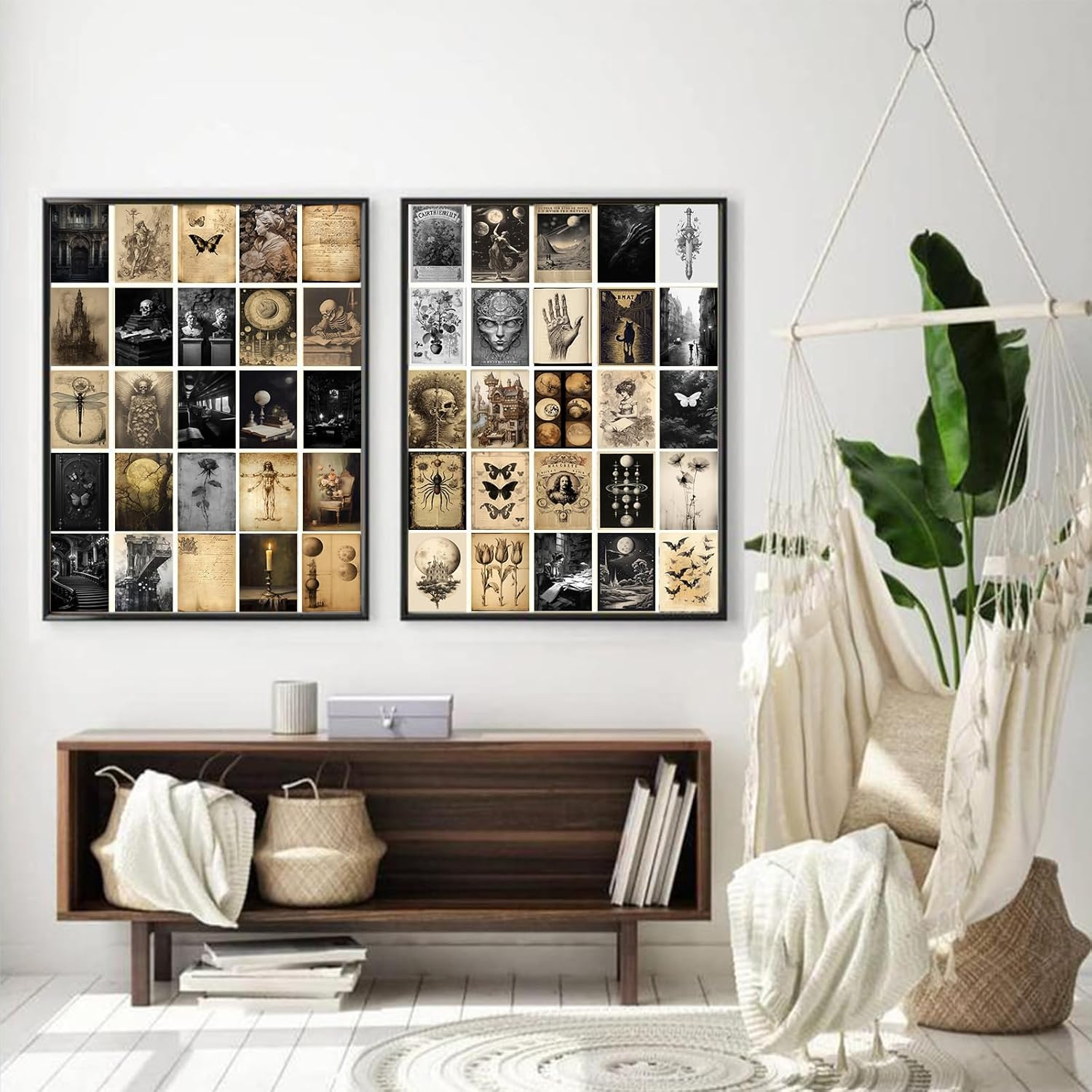 Dark Academia Wall Collage Kit, 70Pcs Dark Academia Wall Decor Vintage Poster, Retro Style Dark Aesthetic Room Decor, Light Academia Photo Collage Kit 4"X6" Aesthetic Picture, Gothic Home Decor For image number 2