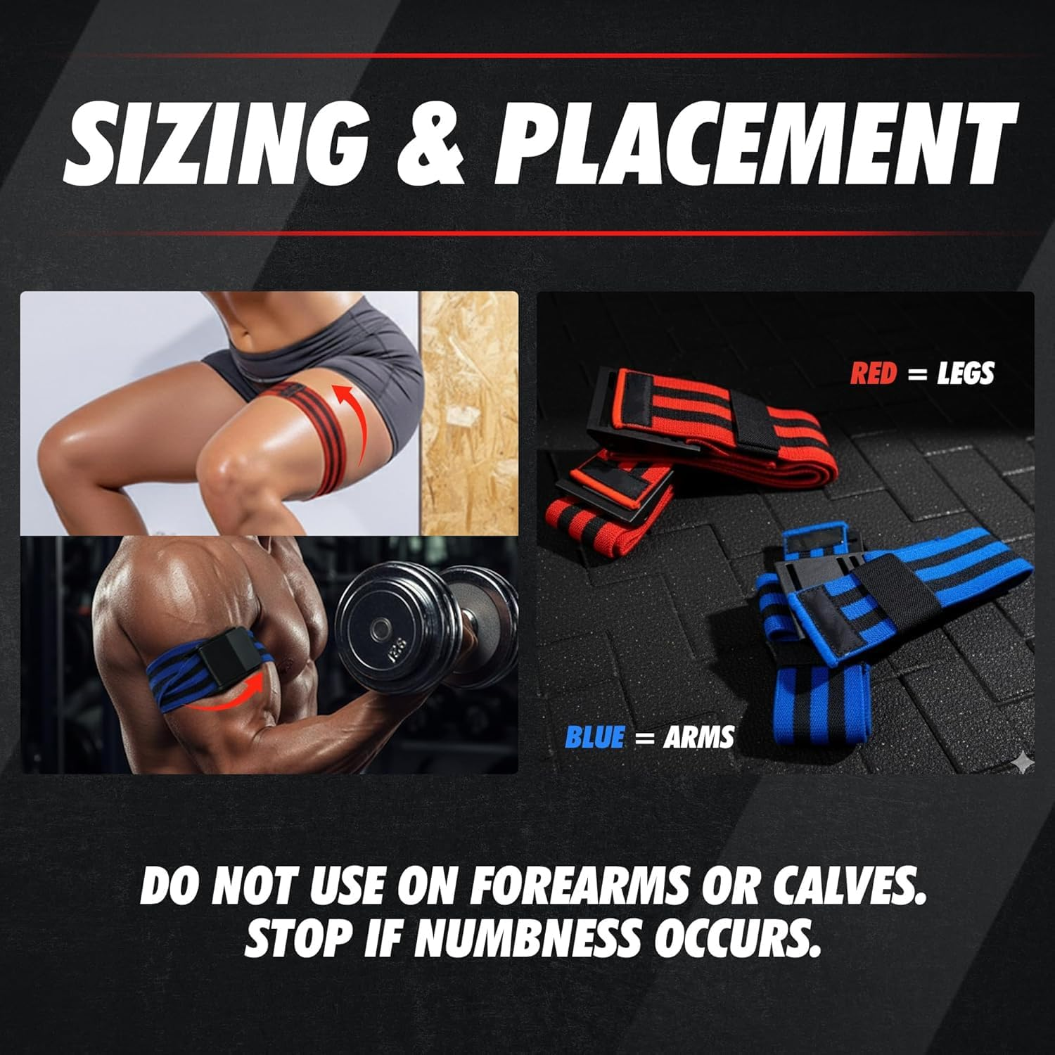 Blood Flow Restriction Bands, 2X Occlusion Bands for Legs, Elastic Bands with Buckle Fasteners for Muscle Building and Pump, BFR Cuffs image number 1