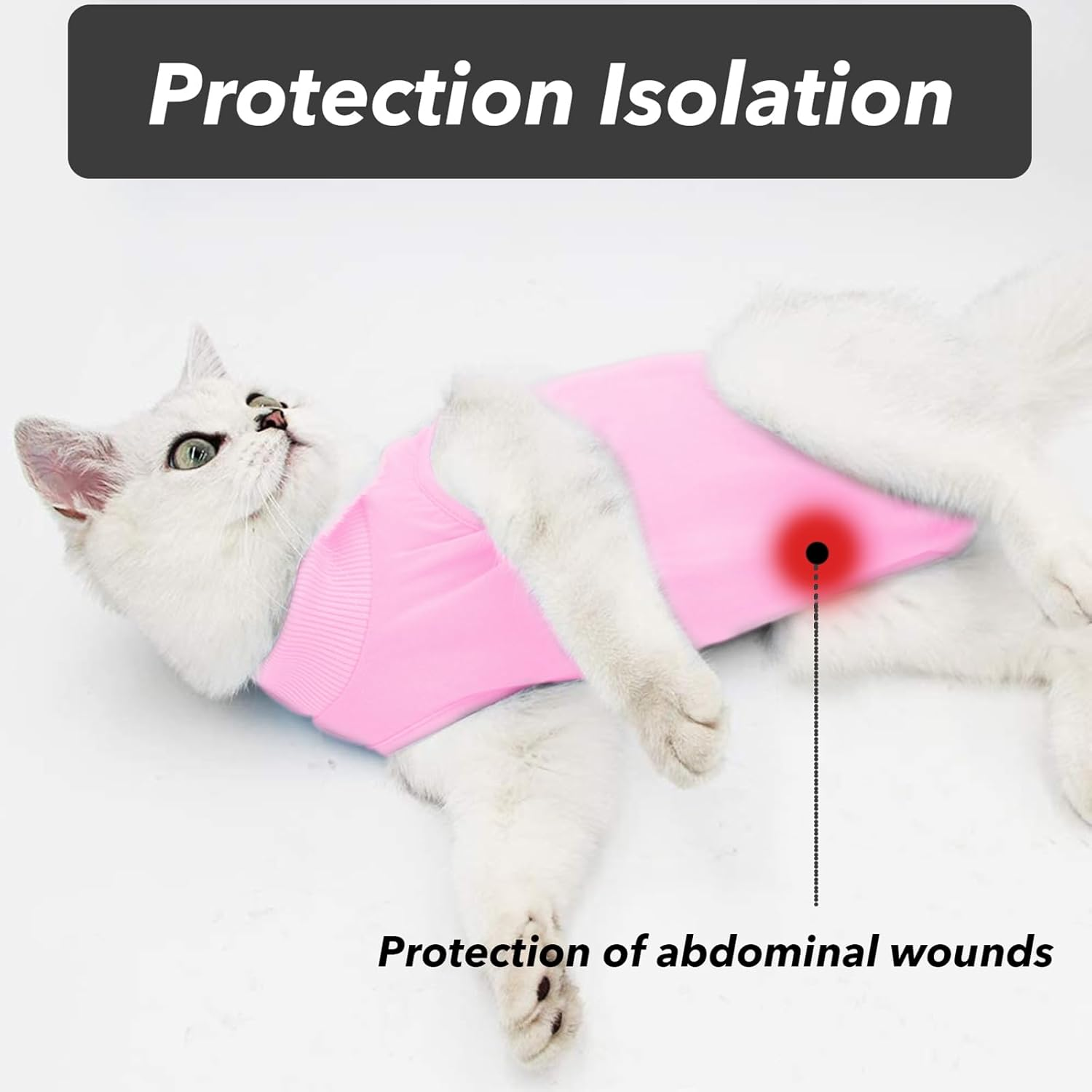 Cat Bodysuit after Surgery Castration Cat - Surgery Recovery Suits for Cats - Skin Disease Recovery Body Cat Clothing - Anti-Leaking for Cat Body - Alternative to E-Collar (Pink, L) image number 5
