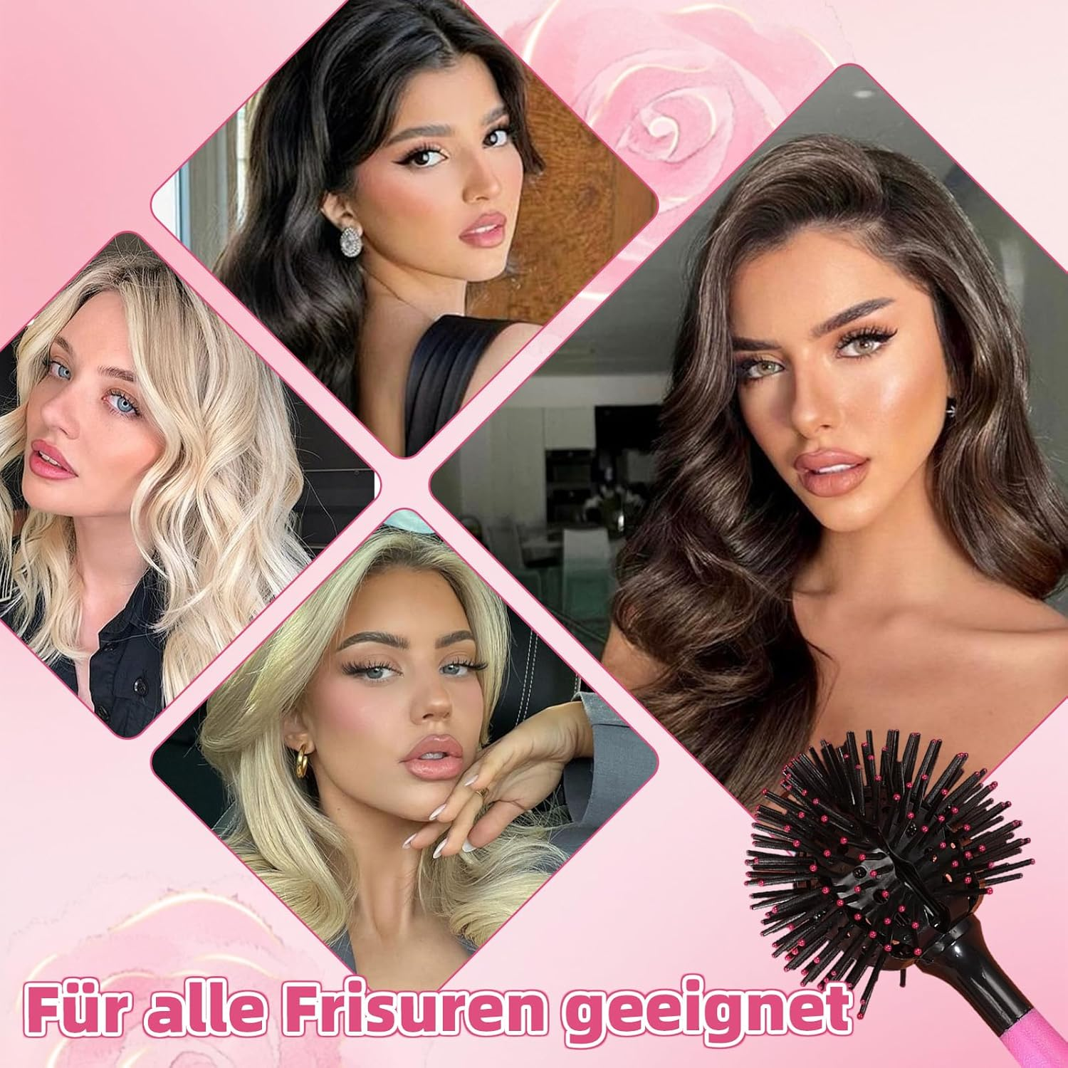 Youery round Brush for Volume Curls, round Brush for Detangling, Easy Styling with Hair Dryer, Creates Salon Quality Beach Waves image number 6