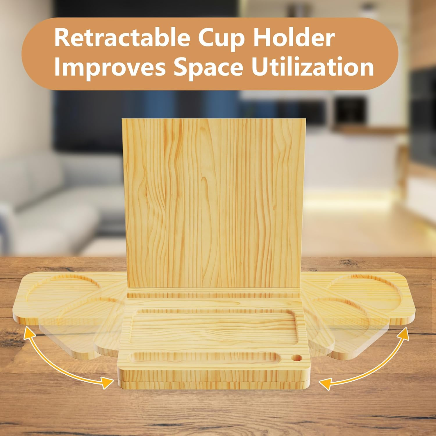 Triangle Book Holder Stand, Wooden Book Nook Reading Valet, Book Rest with Cup, Glasses & Pen Holder, YITOBA Book Display Stand for Reading in Bed, Coffee and Book Lovers (Yellow) - Yellow image number 6