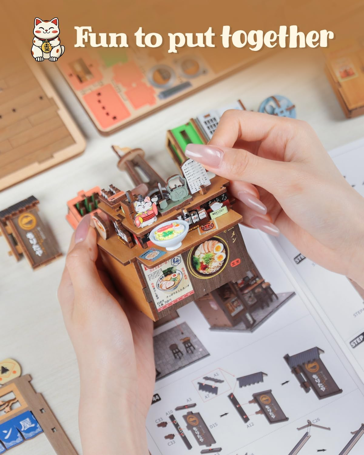 CUTEBEE Book Nook Kit - DIY Miniature House Dollhouse Kit for Adults and Teens, Booknook Tiny Japanese House Bookshelf Decor 3D Wooden Puzzle, Gifts for Family, Friends (Morita-Ya) image number 2