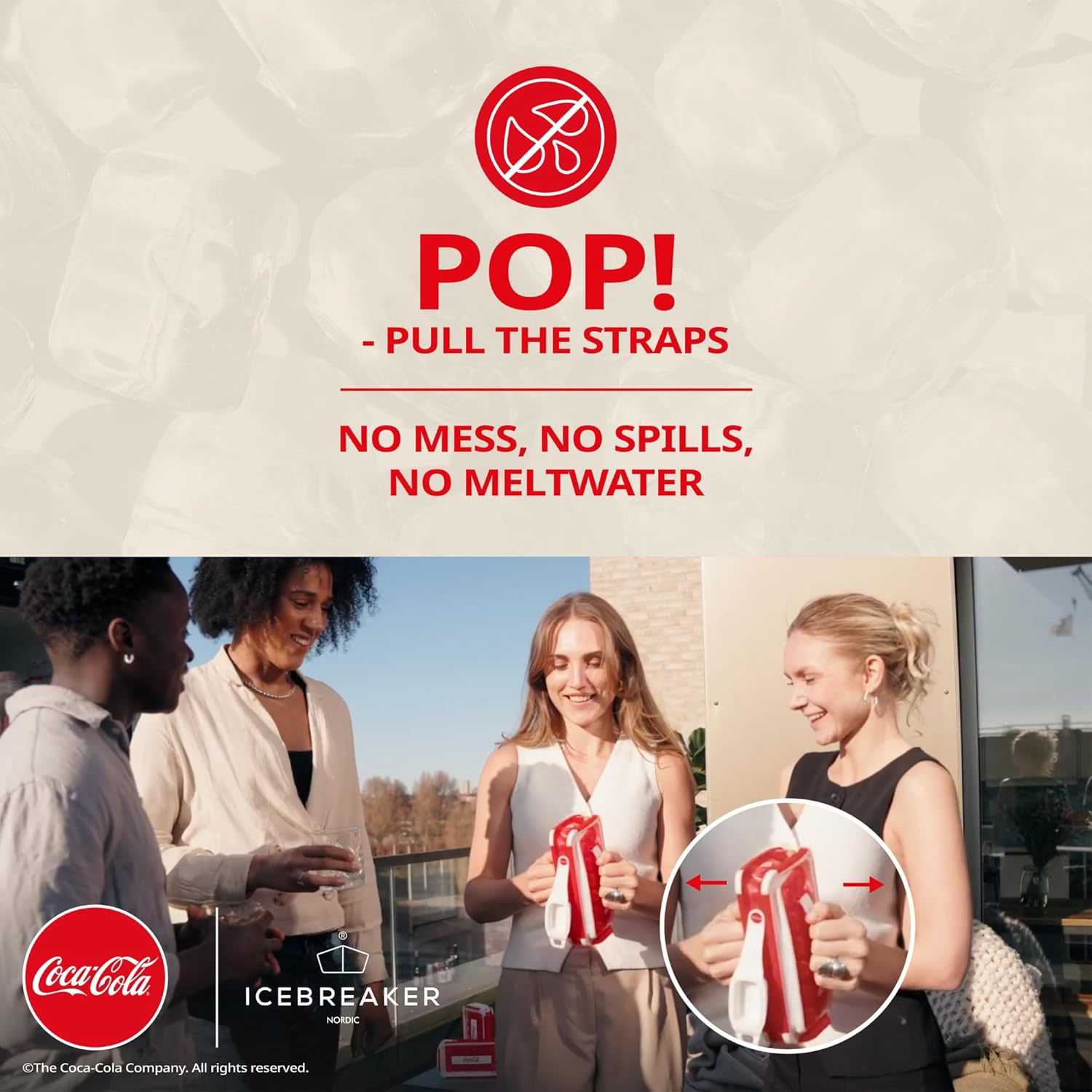 Icebreaker Nordic POP Ice Cube Tray with Lid and Coca-Cola&reg; Design - NO Spill Ice Cube Trays for Freezer - NO Touch Trays for Freezer with Lid - Make and Serve 18 Ice Cube without Touching the Ice - Pale Lemon image number 6