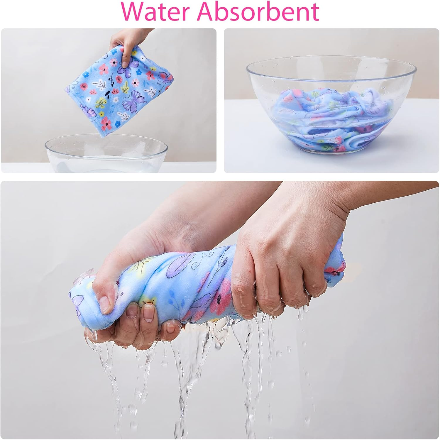 Basumee Microfiber Hair Towel Wrap for Kids 2 Pack Rapid Drying Hair Towel with Button Hair Turbans for Wet Hair Wraps Head Towel Wrap for Women and Girls, Flower - Dark Unicorn image number 5