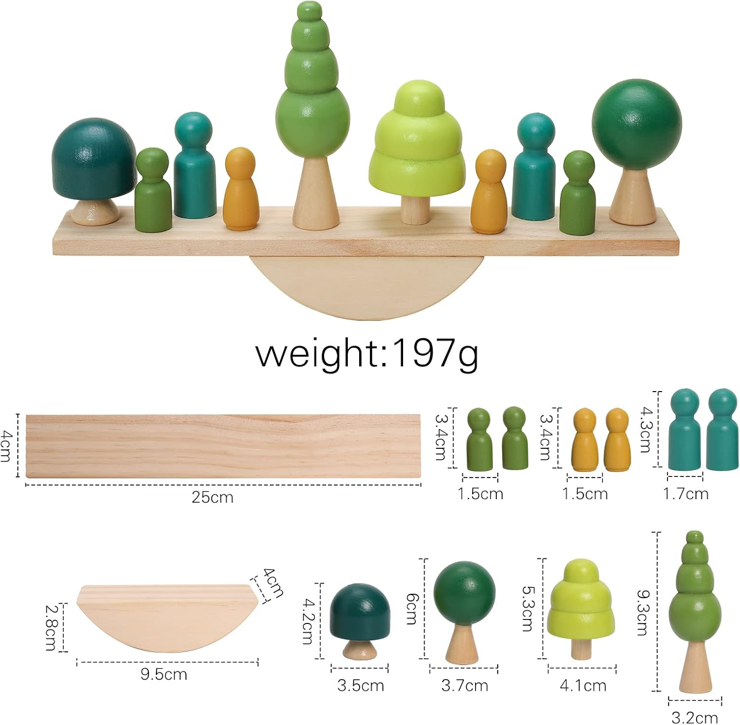 Promise Babe Wooden Tree Toys Balance Toys Wooden Peg Dolls Preschool Learning Educational Montessori Toys, Natural Woodland Trees Creative Accessories for Home Decor image number 4