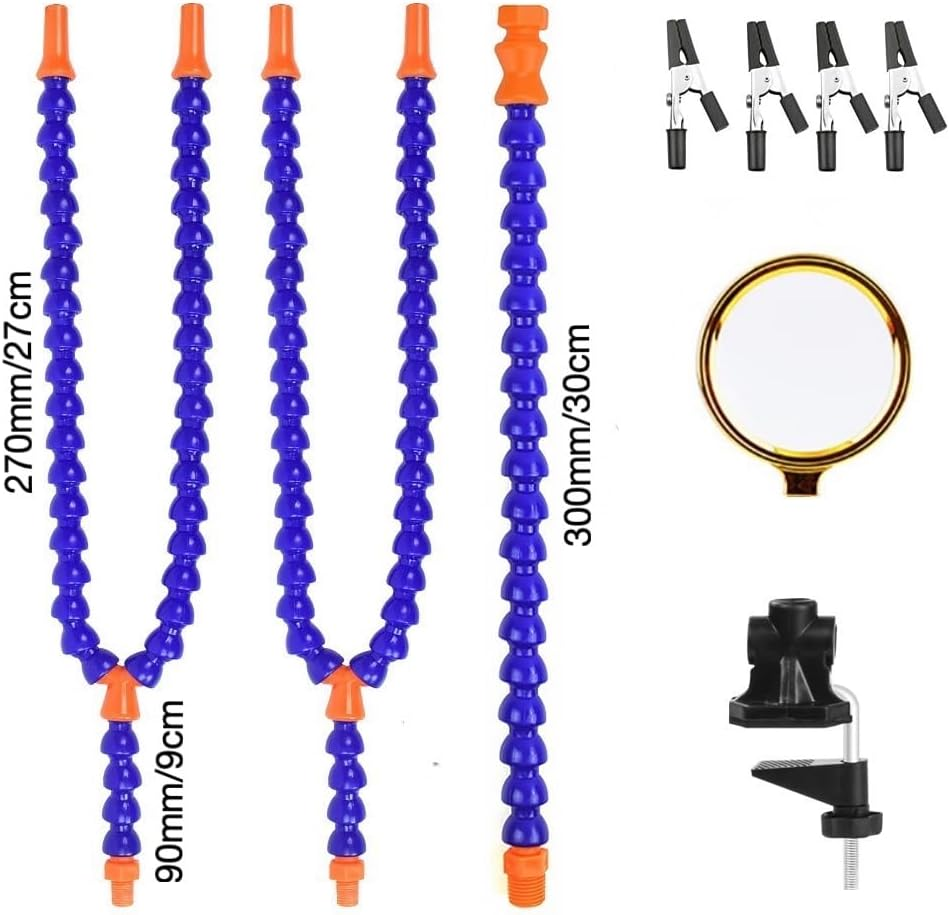 Solder Helping Hands with Magnifying Glass Station Soldering Third Hand Tool 5Pcs of Flexible Arms Clamp Swivel Holder image number 3