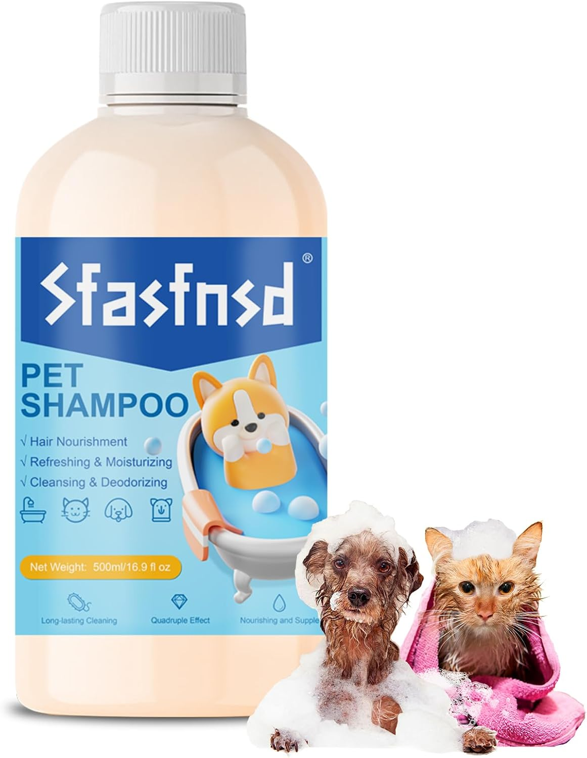 Pet Shampoo and Conditioner,Shampoo for Cats and Dogs,Gentle Cleansing,Natural Formulas,Best for Dry and Tangled Hair,Itch Relief,Deodorizing, Dry and Sensitive Skin - Dogs & Cats Pet Wash（16.9Fl Oz） image number 6