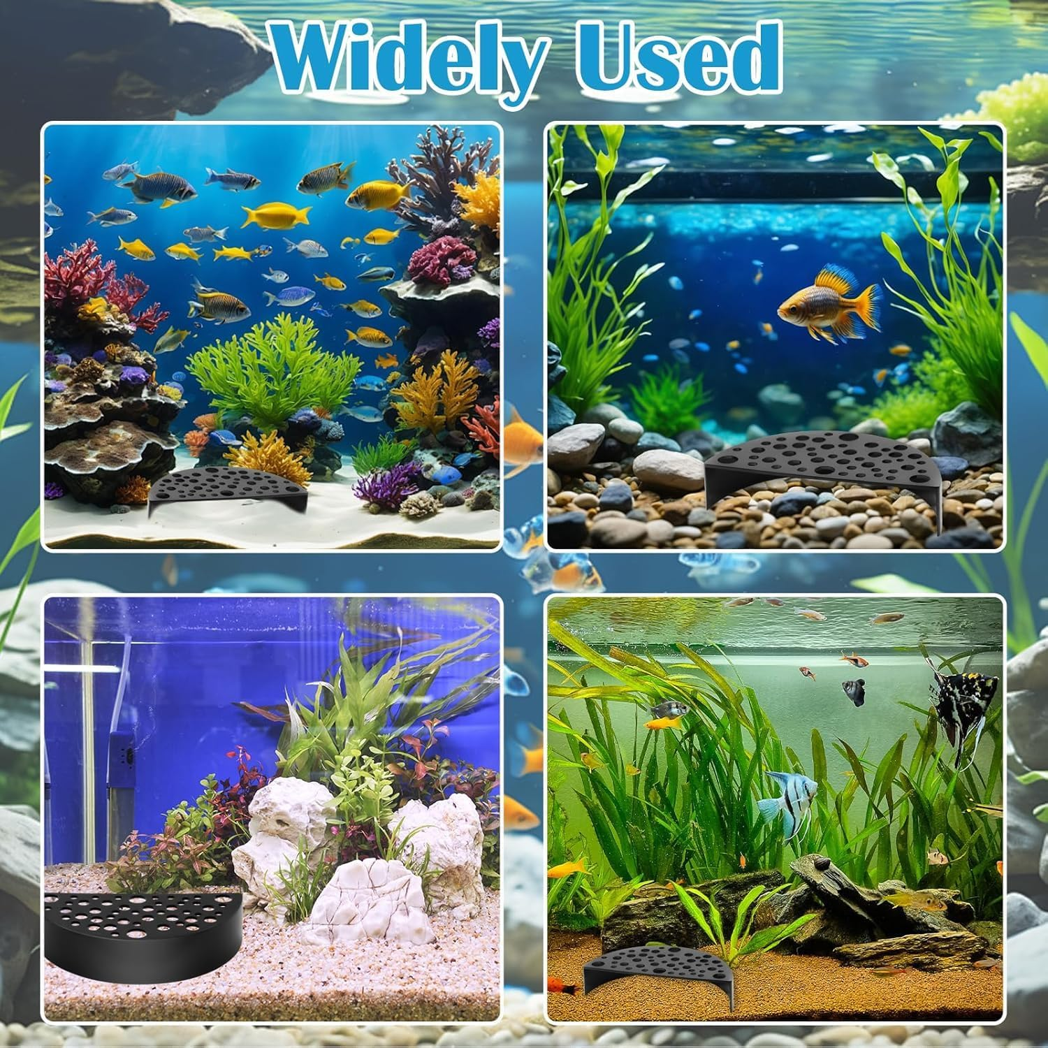 2Pcs Black Shrimp Cave Ornaments, Good Size Half Moon Shrimp House Decor, Fish Hiding Tools Supplies, Accessories Decor Supplies Can Be Used in Aquariums image number 1