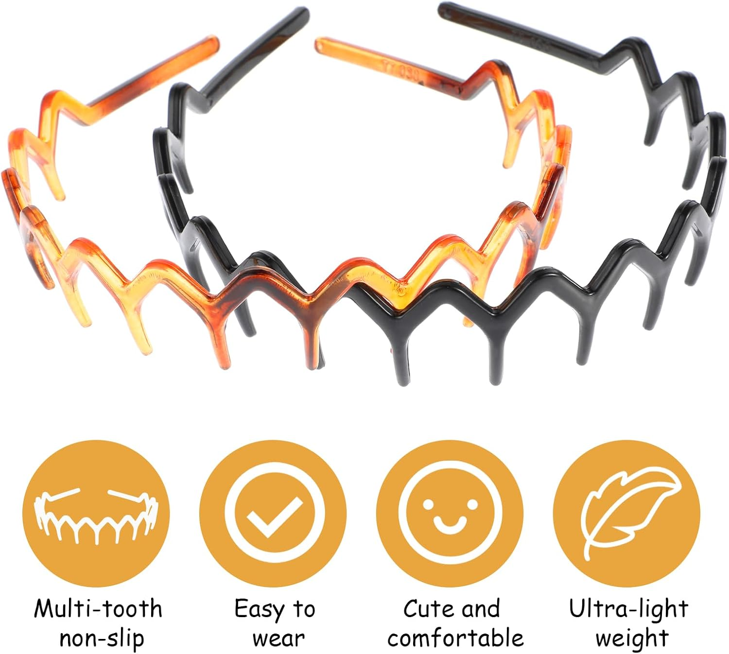 Pack of 4 Zigzag Headbands, Shark Tooth Hair Comb Headband, Wavy Plastic Zigzag Headband, Make up Headband for Women, Sports, Outdoors, Daily image number 4