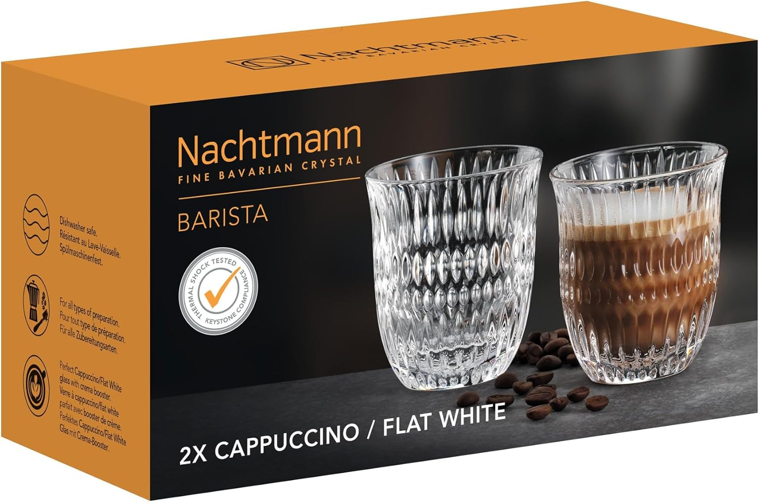 Nachtmann Ethno Barista Cappuccino & Flat White Glass, Clear &ndash; Elegant Crystal Drinkware for Balanced Foam & Crema Structure &ndash; Machine-Made, Durable & Dishwasher Safe &ndash; 235 Ml Capacity (Pack of 2) image number 5