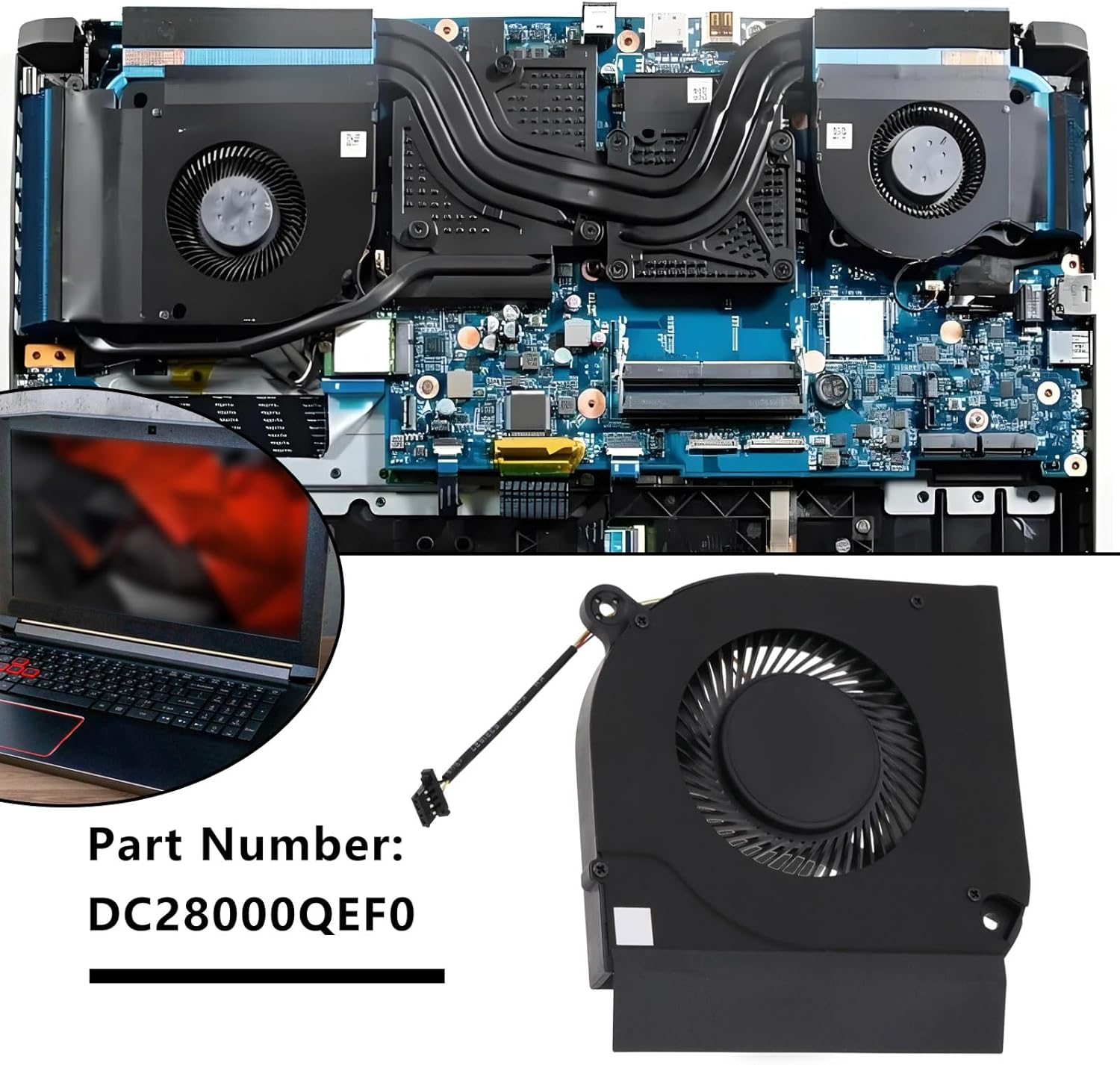 VGOL Laptop GPU Cooling Fan 4-Pin GPU Cooling Fan Compatible with Acer Nitro 5 AN517-41 AN517-52 AN515-55 AN515-56 AN515-57 GPU Fan, DC28000QEF0 image number 3