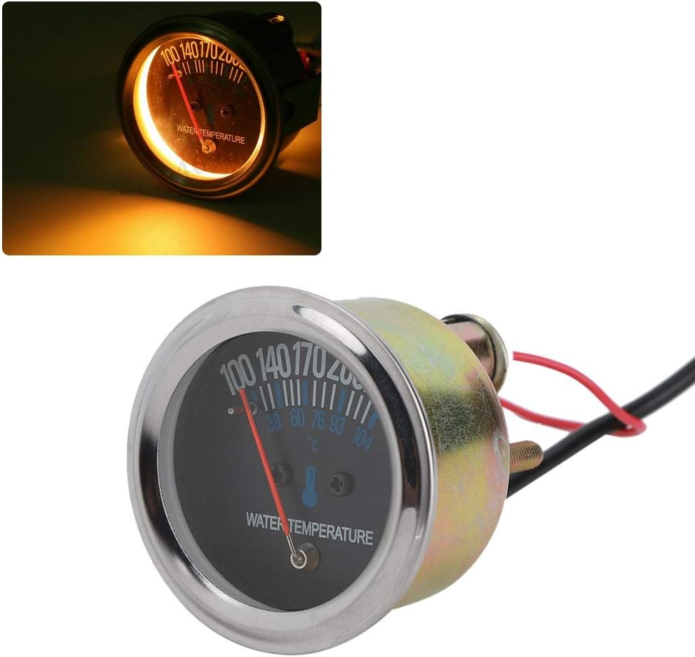 Metal Car 52Mm Mechanical Water Temperature Thermometer Gauge 12V Yellow Light image number 2