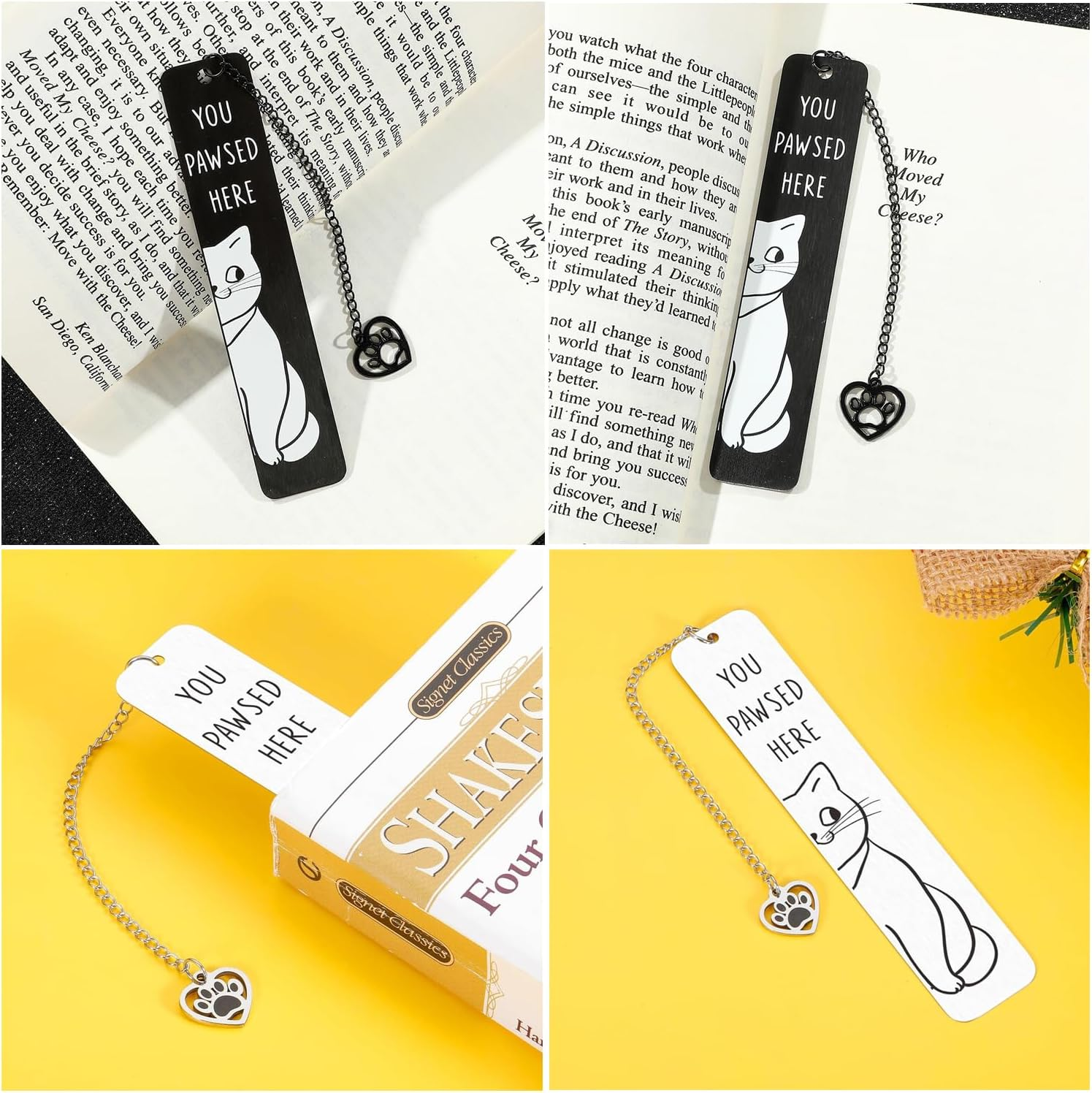 2 PCS Cute Cat Bookmark Stainless Steel Kitten Book Mark Funny Bookmarks for Women Men Teens Boys Girls image number 6