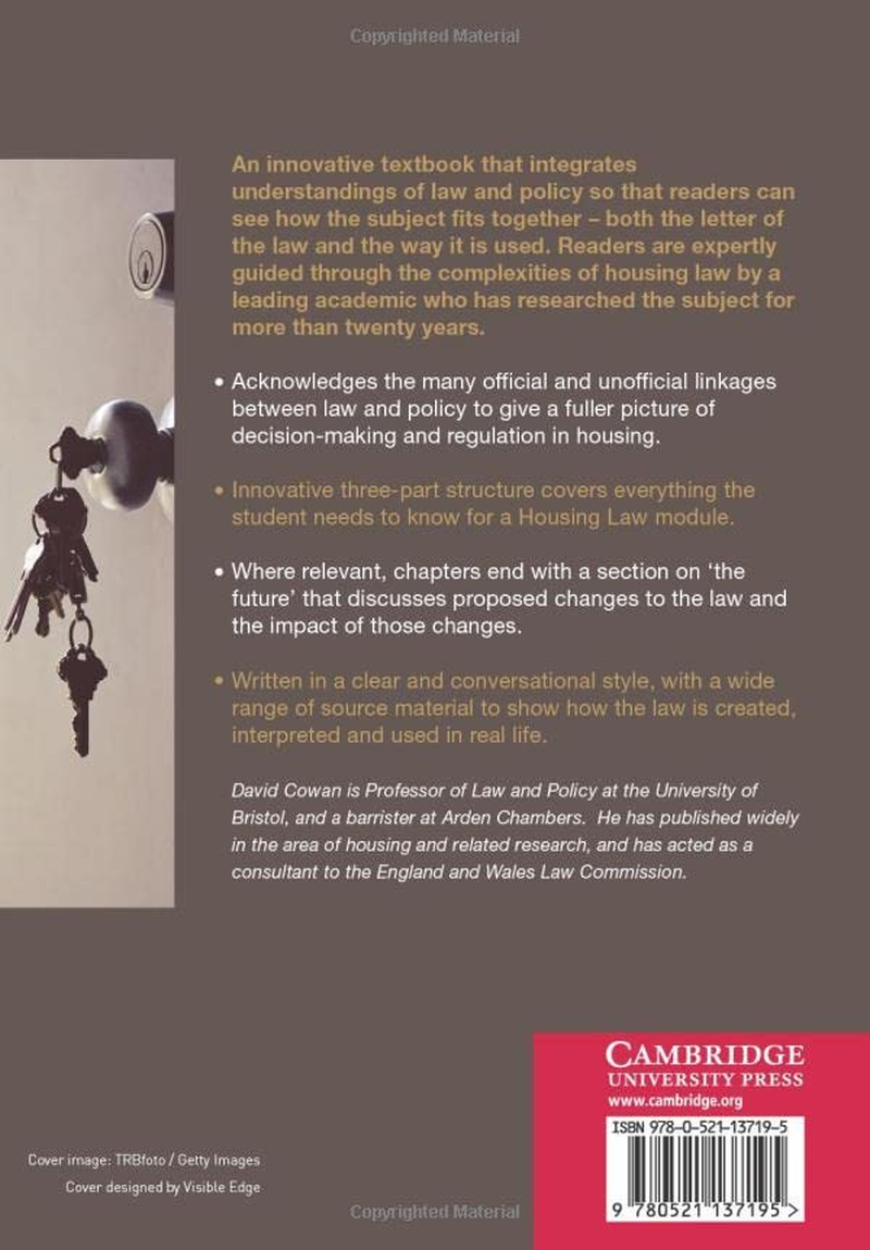 Cambridge Housing Law and Policy Book - Paperback - 29 September 2011 image number 1