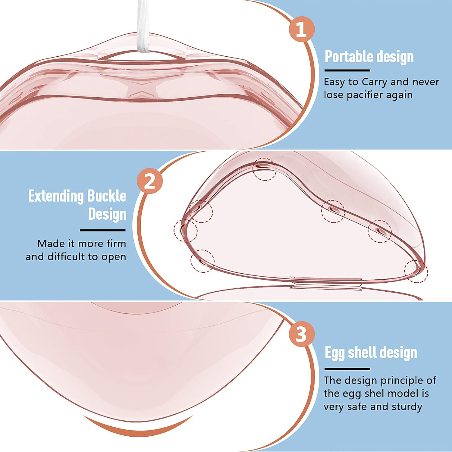 Smlpuame Pacifier Case,4 Pack BPA Free Pacifier Holder Case,Transparent Container Box for Baby Binky（Not Included,Essential Pacifier Accessories,Alway Keep Paci Clean,Easy to Clean(Pink) image number 2