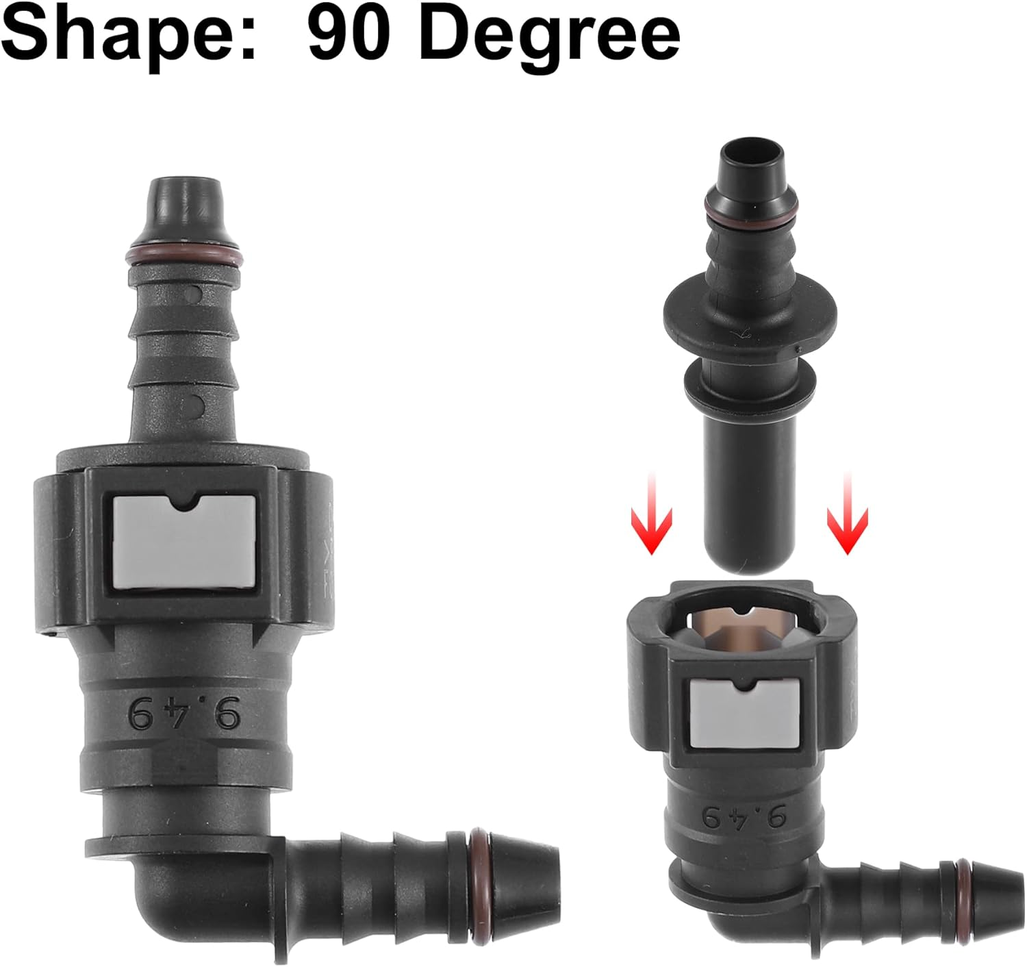 X AUTOHAUX 3/8 9.49Mm SAE to 5/16 8Mm 90 Degree Fuel Line Hose Quick Release Connector Disconnect Hose Nylon 2 Set Black image number 4