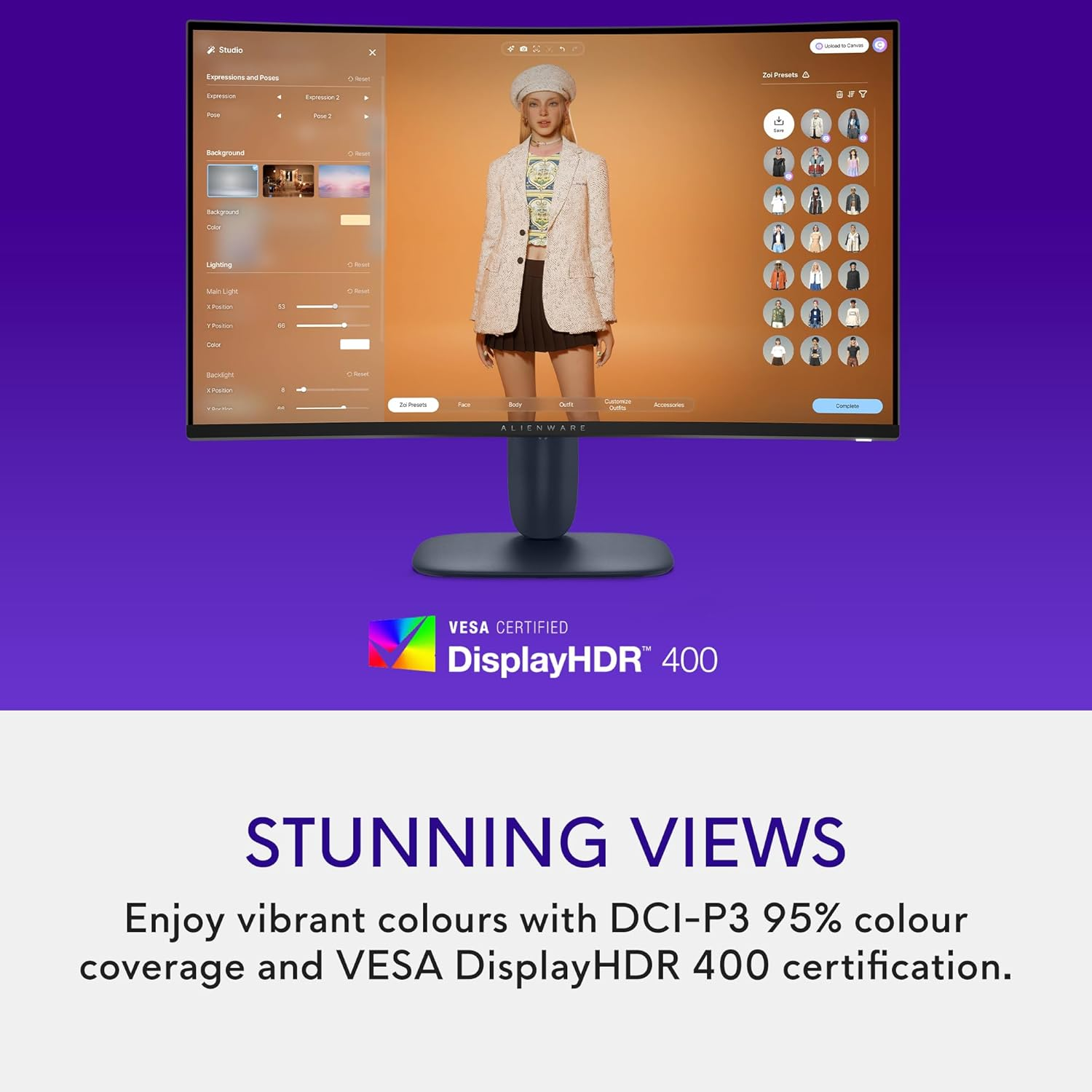 Alienware 32 Curved Gaming Monitor - AW3225DM - 31.5-Inch QHD (2560 X 1440) 180 Hz 1Ms Display, 1500R Curve, AMD Freesync, VESA Adaptivesync, VESA Displayhdr 400, VA Panel, 360&deg; Ventilation image number 3