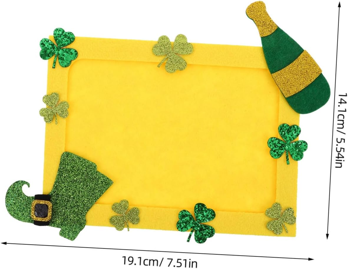 Yardwe St Patrick'S Day Shamrock Ornament Photo Frame Diy Craft Picture Holder Irish Theme Decorative Frame image number 2
