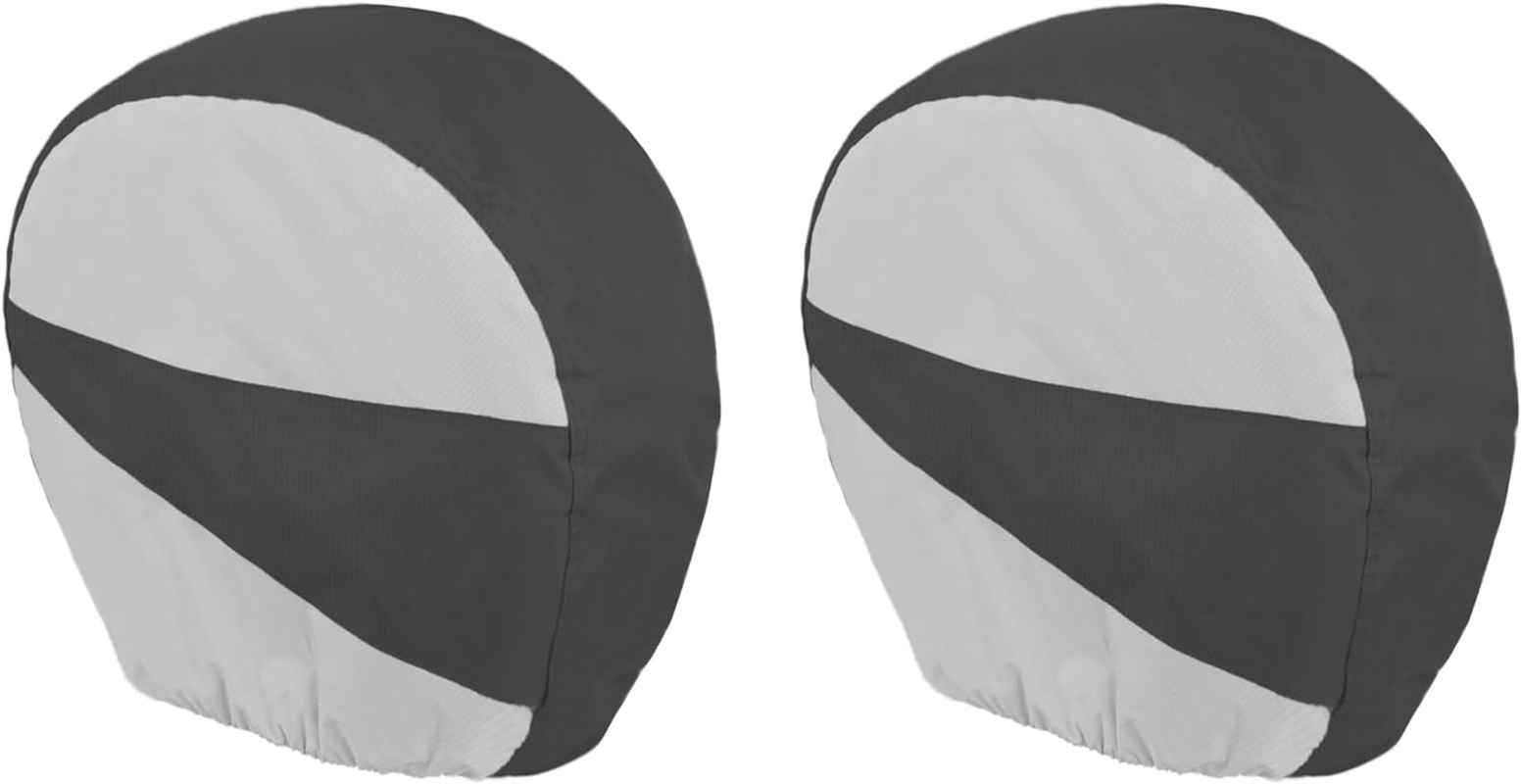 Explore Land Tire Cover for RV Motorhome Camper Travel Trailer Truck Jeep SUV Tough Vinyl Wheel Protector Universal Fit, 2 Pack S (Fits Tire Diameters 23''-25.75'') White