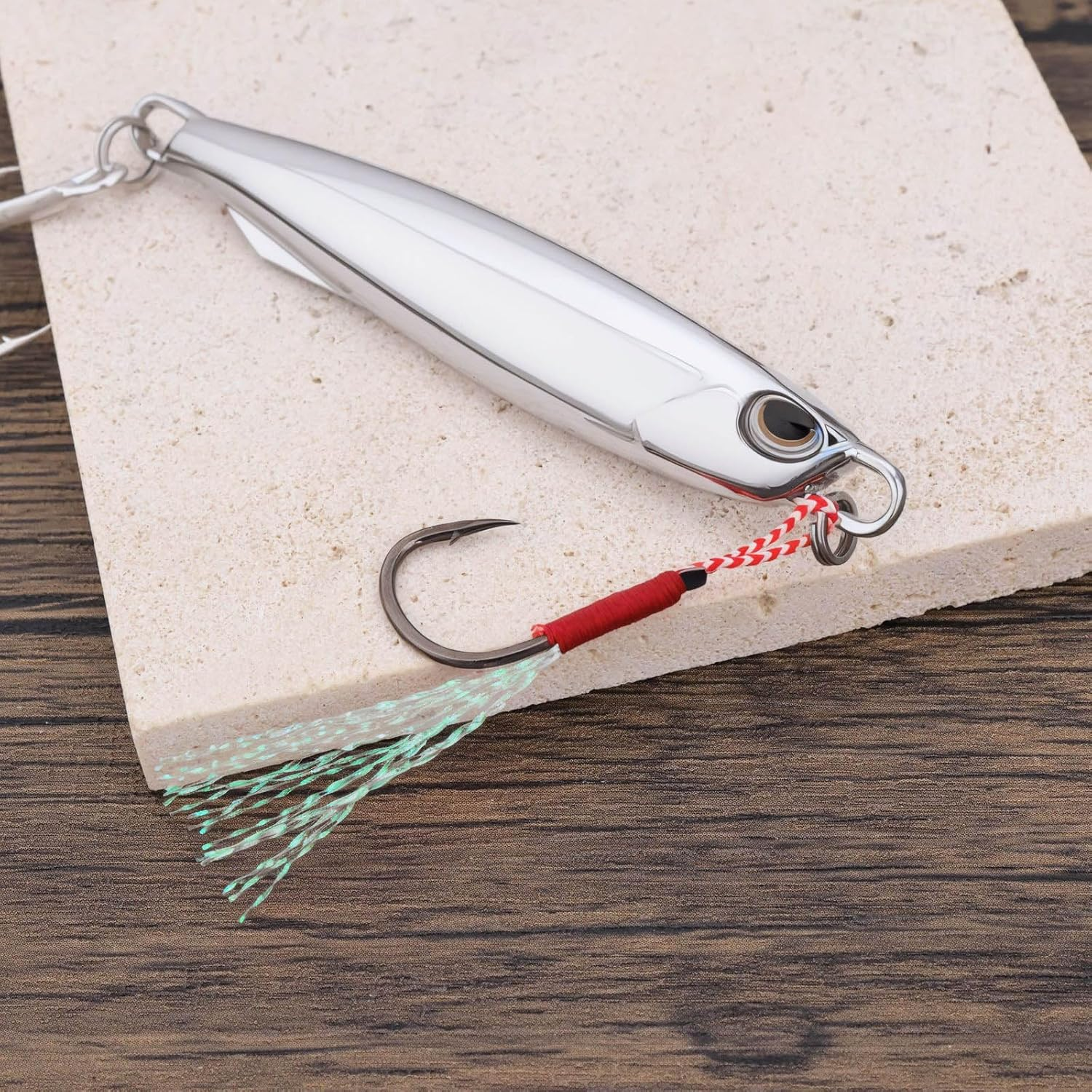 YINETTECH 2Pcs 40G Fishing Lure Metal Casting Jig with Trebles Hooks Metal Fishing Lure for Mackerel Cod Bass Sea Freshwater Fishing Chrome image number 6