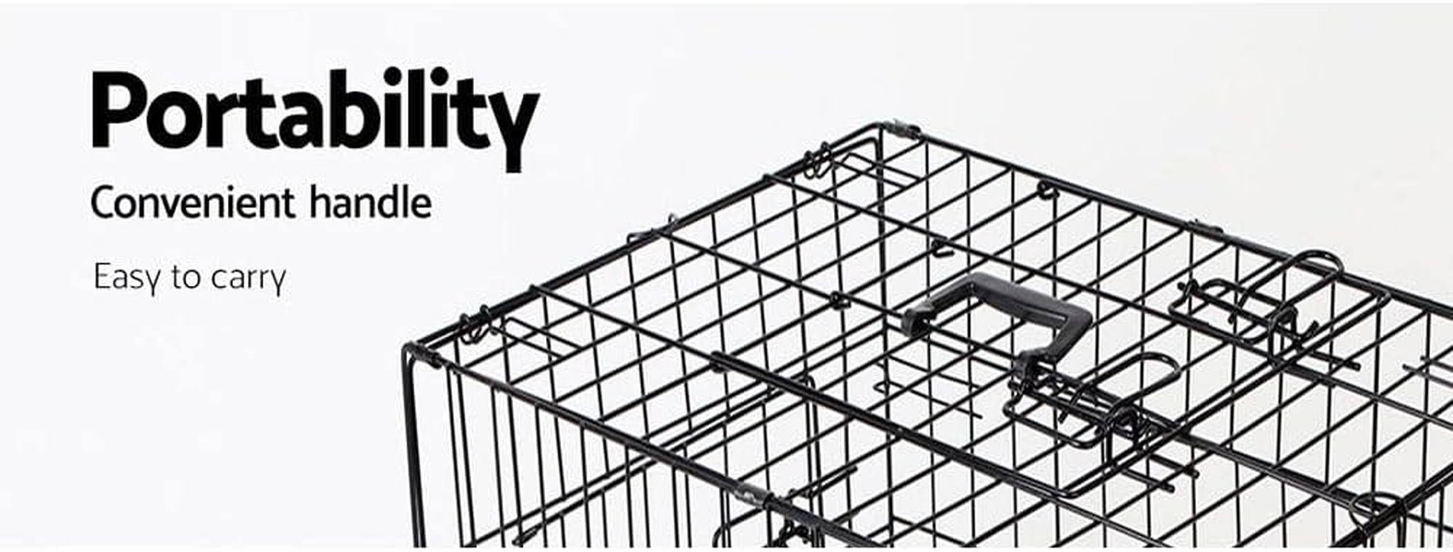 I.Pet Dog Crate Cage 48" Pet Kennel Crates Puppy Cat Fence House Outdoor Indoor Portable Carrier, Metal Wire with Triple Doors Lockable Foldable with Removable Tray and Handle - 36 Inch image number 6