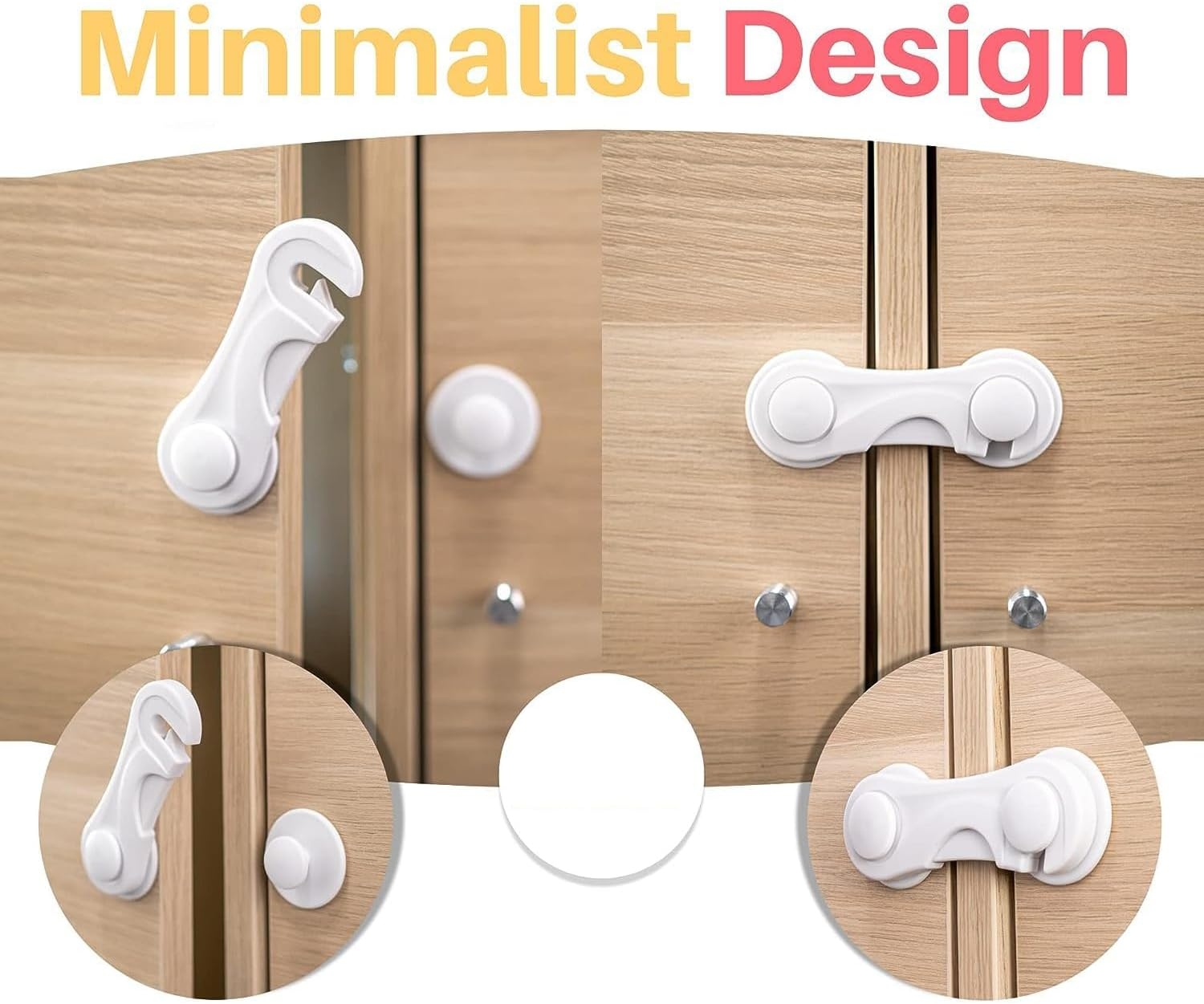 6-Pcs Cabinet Locks for Baby Safety &ndash; Childproof Latches with Adhesive for Drawers, Cupboards, Fridge & Pantry Doors | Easy Install, No Drilling, Baby Proofing for Toddlers & Infants​ image number 2