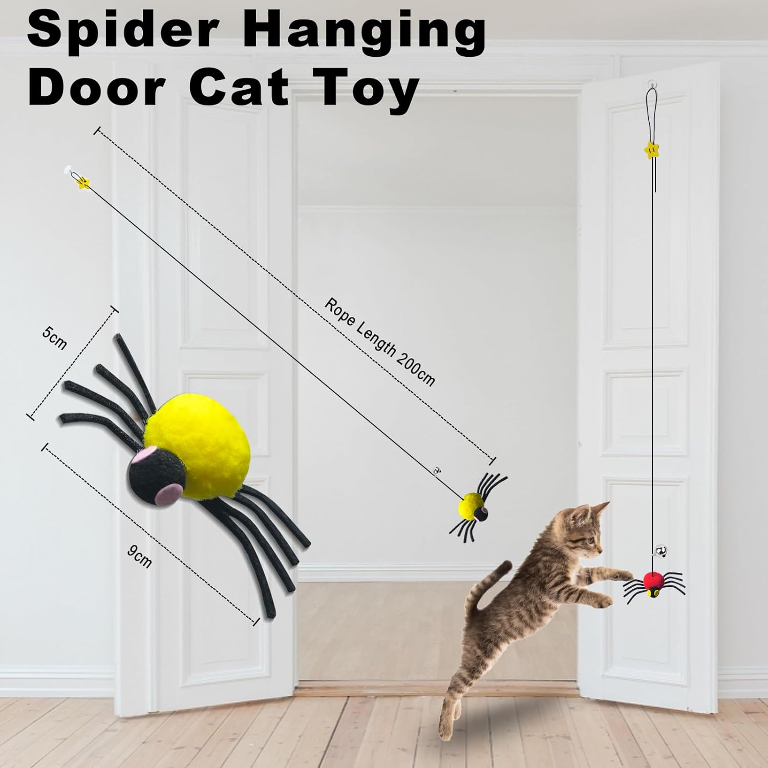 5-Pack Hanging Spider Cat Toys for Indoor Cats - Interactive Self Play Toy with Adjustable String for Door, Hands-Free Exercise & Boredom Relief for Kittens and Adult Cats image number 4