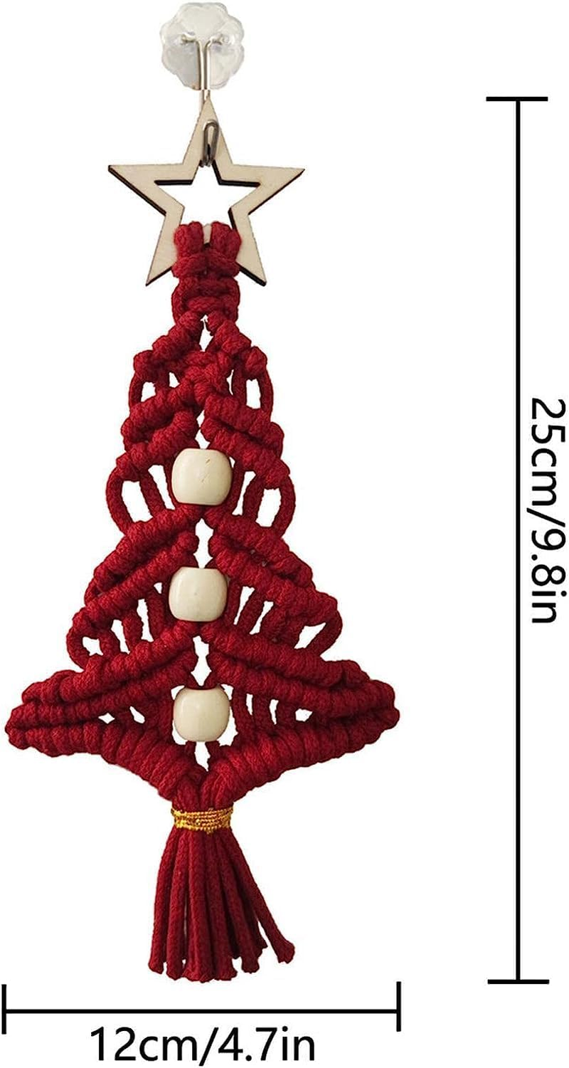 Christmas Hanging Ornaments | Christmas Tree Shaped Knitted Ornaments Hanging Decorations | Bohemian Christmas Decorations Pendant Ornaments image number 5