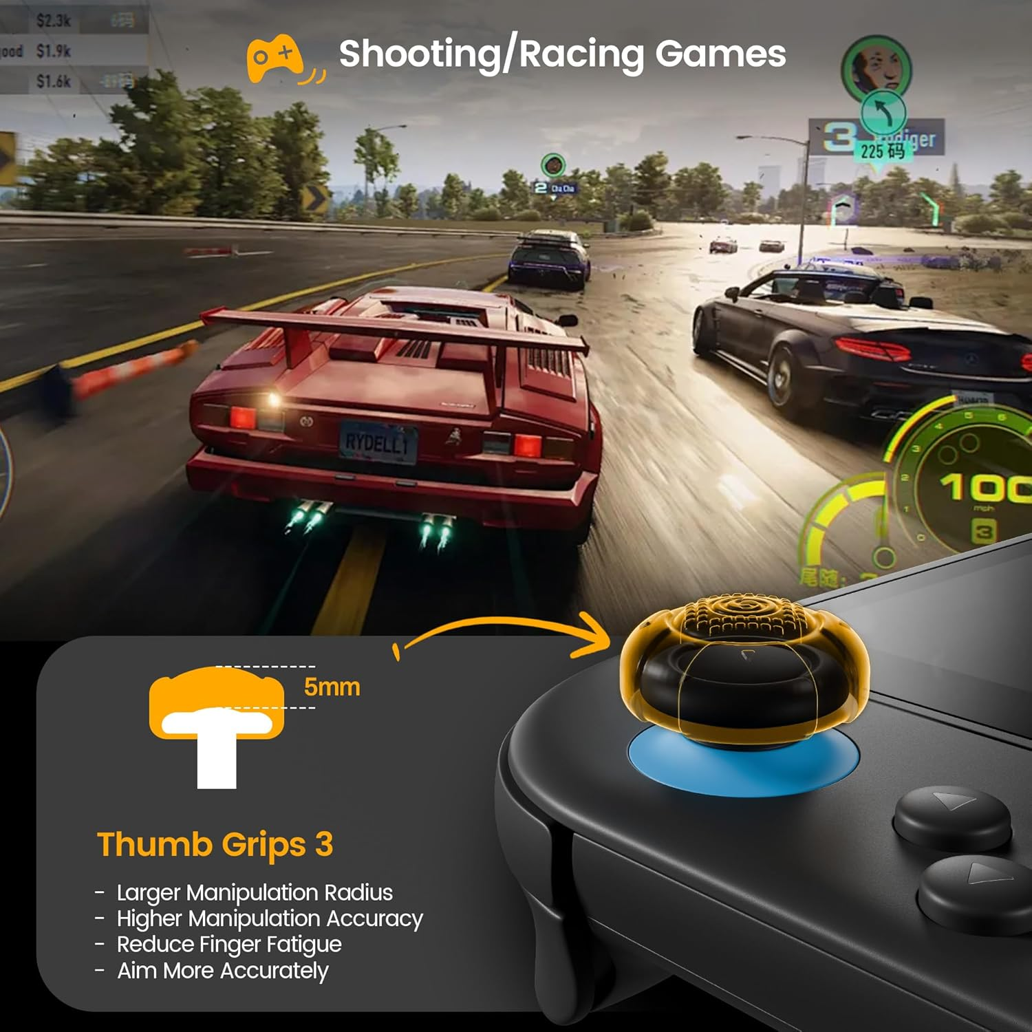 Geekshare G.S.Tac Edge Switch 2 Silicone Thumb Grip Caps Set, Anti-Slip Joystick Cover Caps Compatible with Switch 2025, 3 Pairs / 6 Pcs - Black image number 6