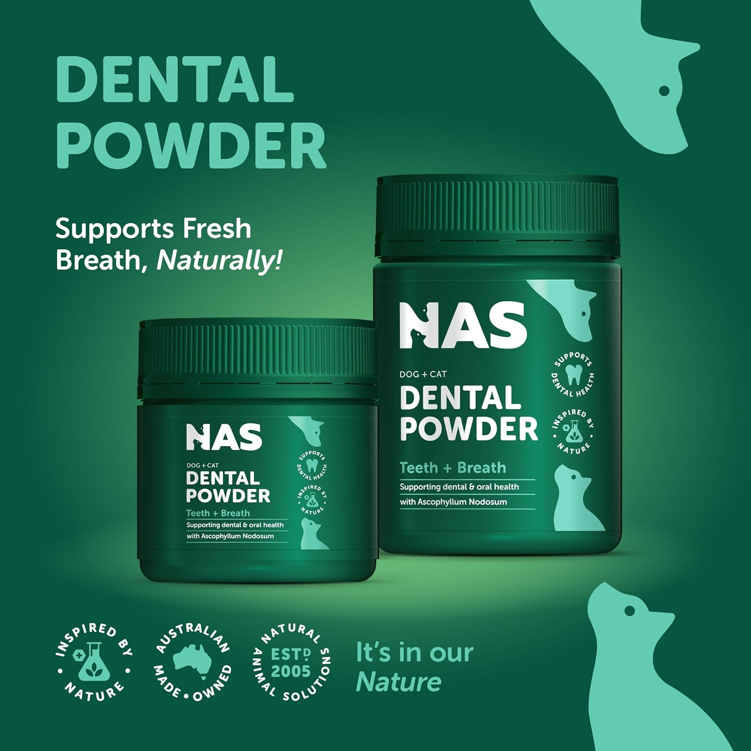 Natural Animal Solutions Dental Powder 80G &ndash; Natural Oral Supplement for Dogs & Cats, Freshens Breath, Reduces Plaque & Tartar image number 5