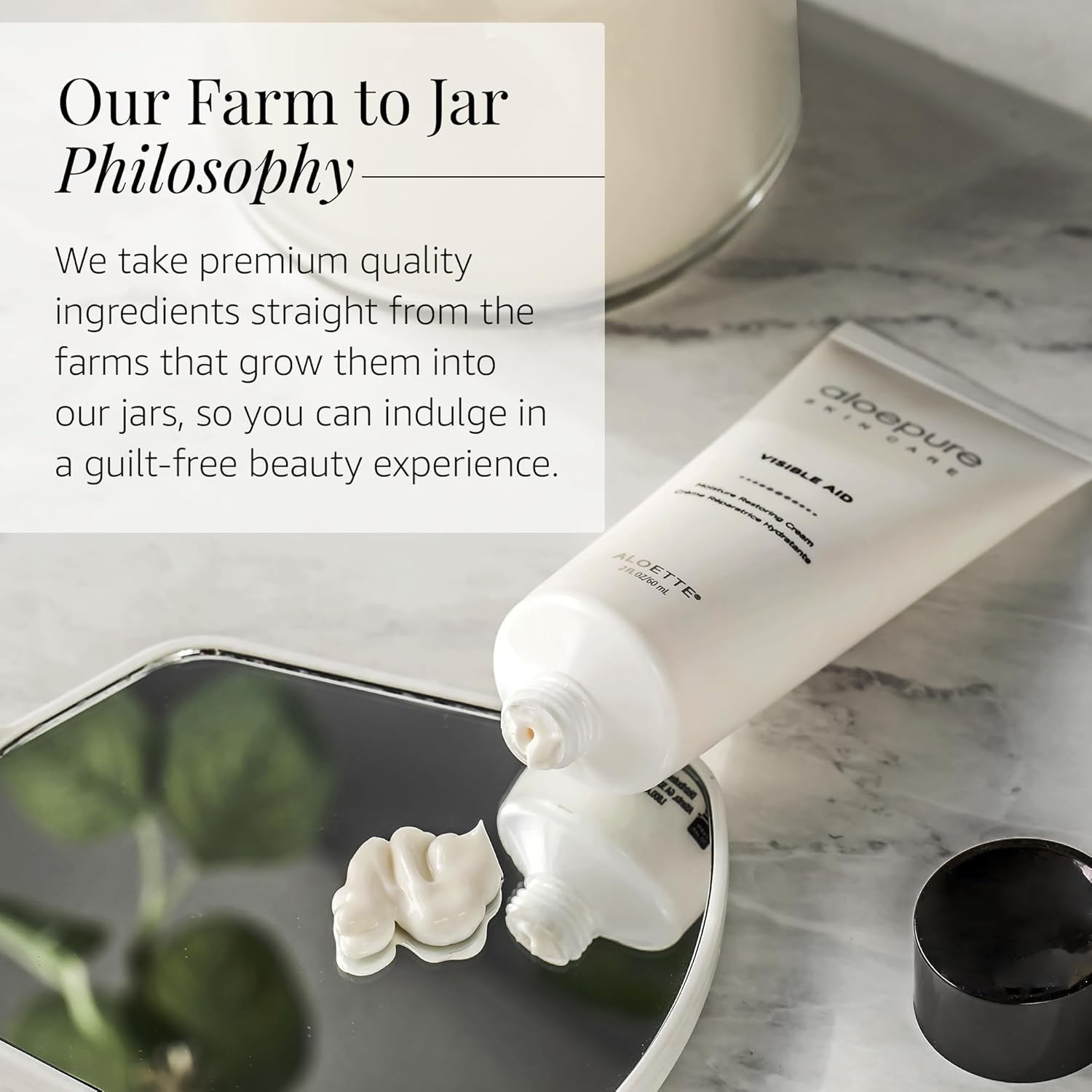 Aloette Visible Aid Moisture Restoring Cream, Organic Vitamin E Restoring Body & Face Cream Moisturizer for Dry Skin, Cruelty Free, 2 Fl Oz.