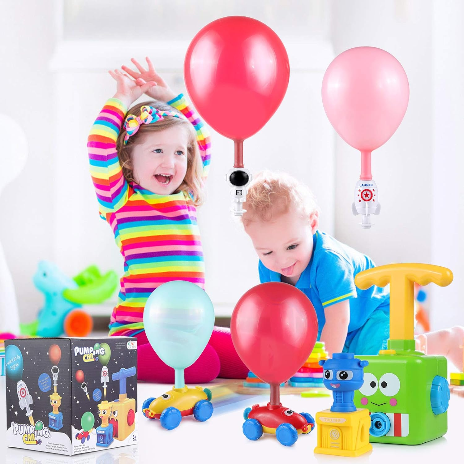 Balloon Powered Launch Car, 19-In-1 Balloon Car Toy, Space Themed, Kid'S Gift (Green) image number 1