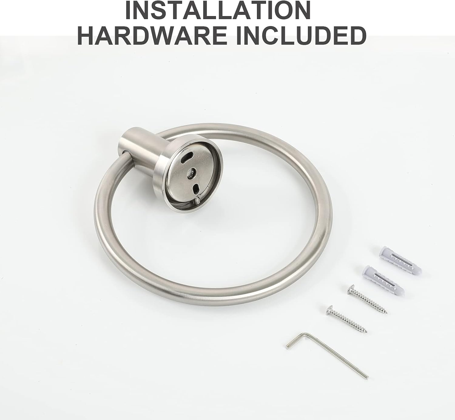 Orlif Towel Ring Matte Black for Bathroom，Sus 304 Heavy Duty Stainless Steel Hand Towel Holder round Bath Towel Holder Hangers with Wall Mount Hardware（Drill Needed） (Brushed Nickel) - Brushed Nickel(2 Pack) image number 3