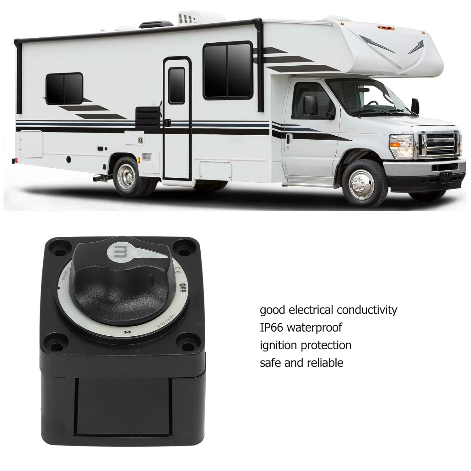 300A Battery Selector Switch, Heavy Duty 3 Position Marine Battery Cut off Switch with Tinned Copper,Ip66 Waterproof Battery Power Cut Master Switch Disconnect Isolator for RV Boat image number 5