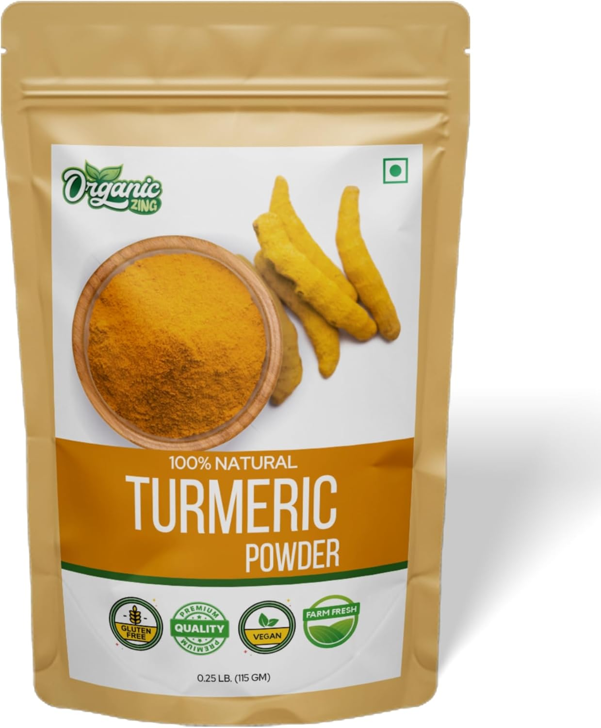 Organic Zing Turmeric Powder - 115 G / 4 Oz | Finely Ground Turmeric Root for Cooking & DIY Food Recipes