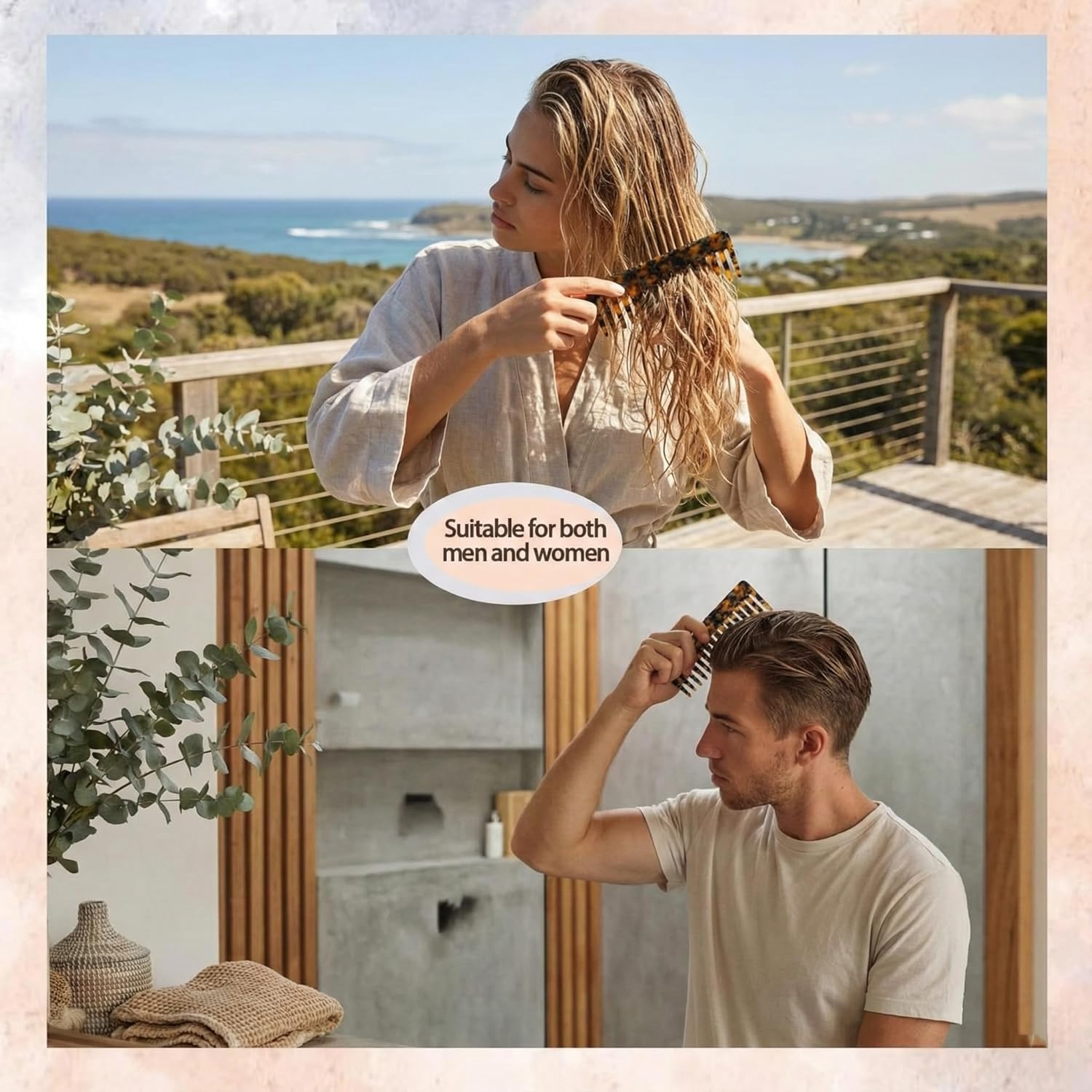 IMTKOOCO Large Hair Detangling Comb Wide Tooth Comb Cellulose Detangler - Professional Combs for Women Thick Curly Wavy Hairs 2 Pack Featuring Hair Comb Wide Tooth Comb and Hairs Combs for Women image number 5