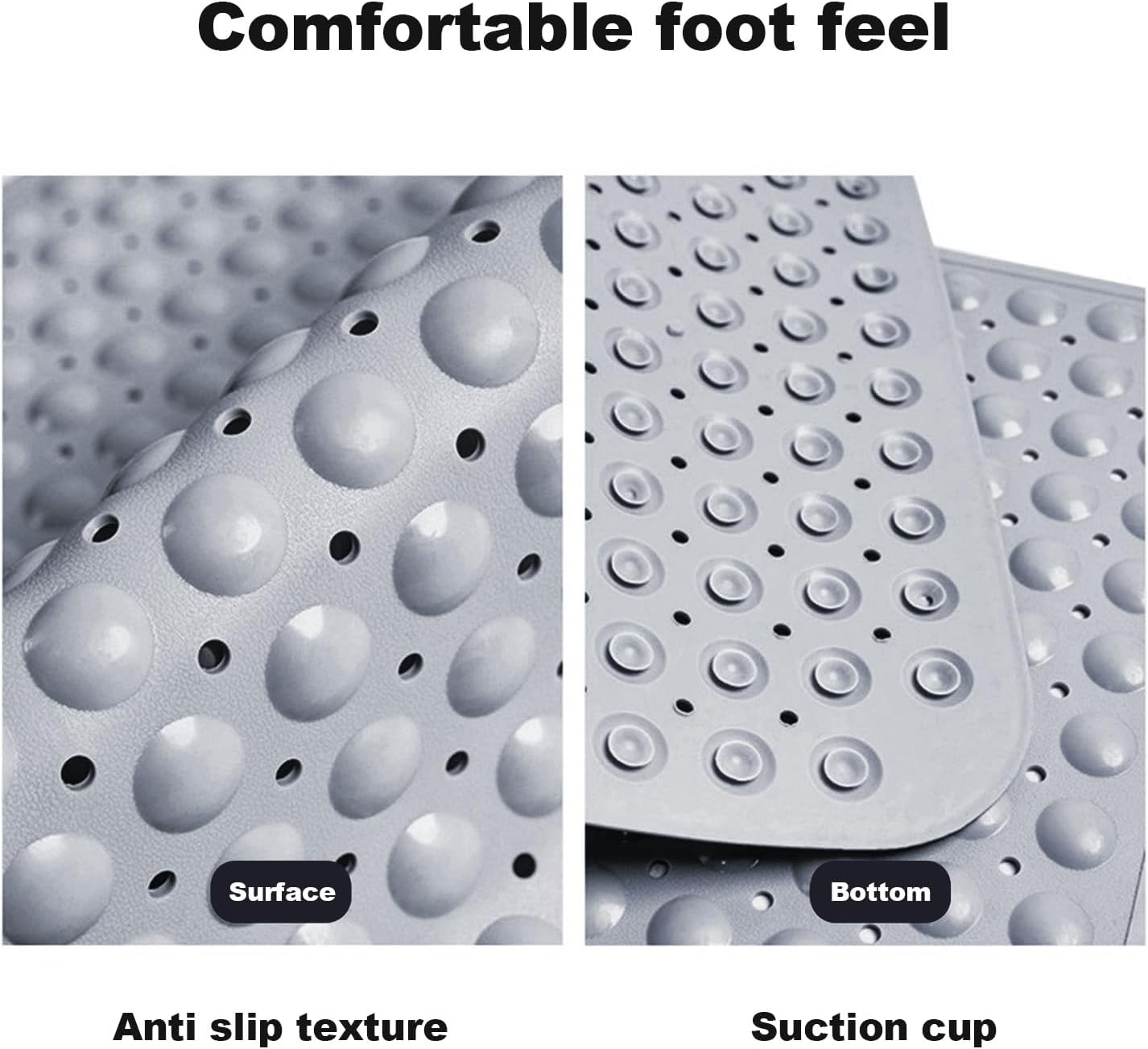 Nonslip Bathtub Mat Extra Soft TPE Bath Mat for Kids, Machine Washable Bathroom Shower Mat, Smooth/Non-Textured Tubs Only, 30L X 17W Inch (Light Grey) image number 1