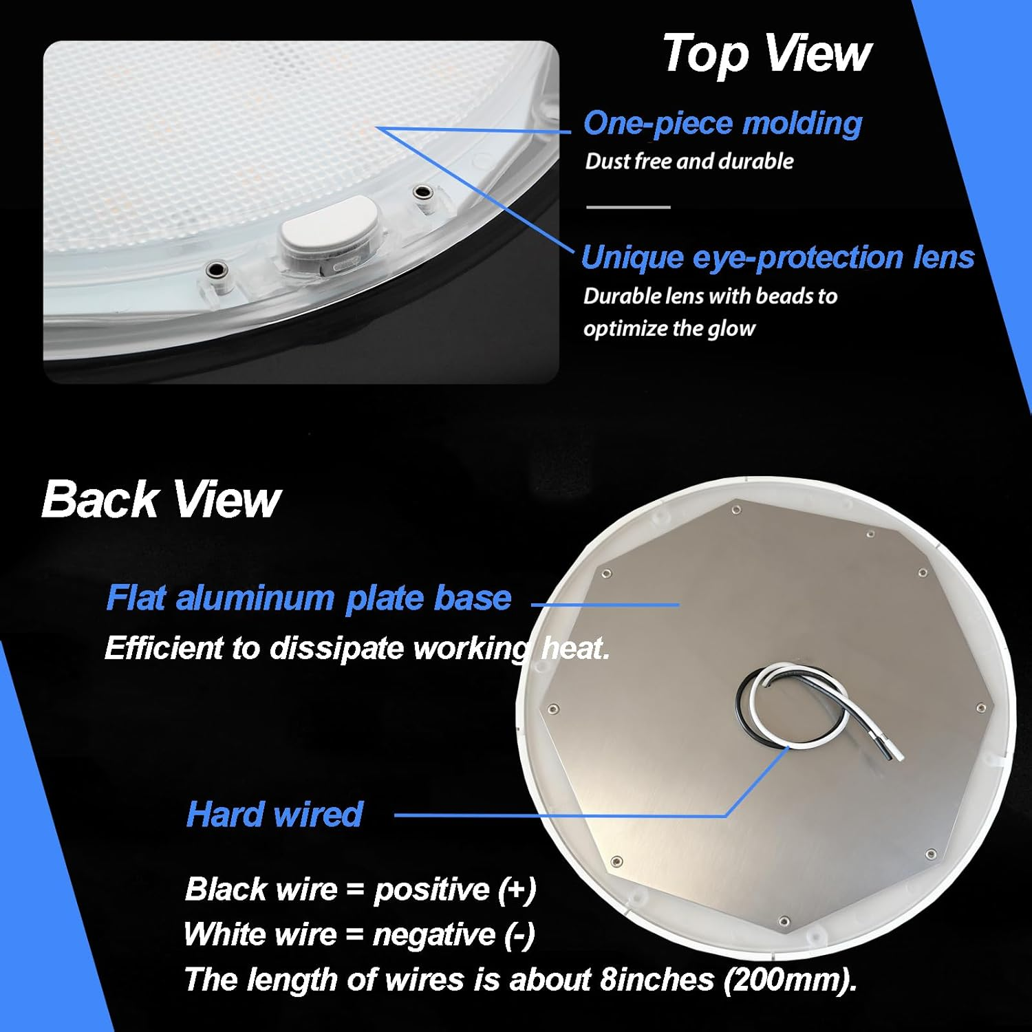 Dream Lighting 12Volt LED 8.5Inch Panel Light Dimmable Switch Cool White/Blue Interior Ceiling/Roof Lamps Rv/Caravan/Camper Trailer/Automotive/Boat/Yacht/Marine/Exhibition Hall,Surface Mounted Memory image number 1