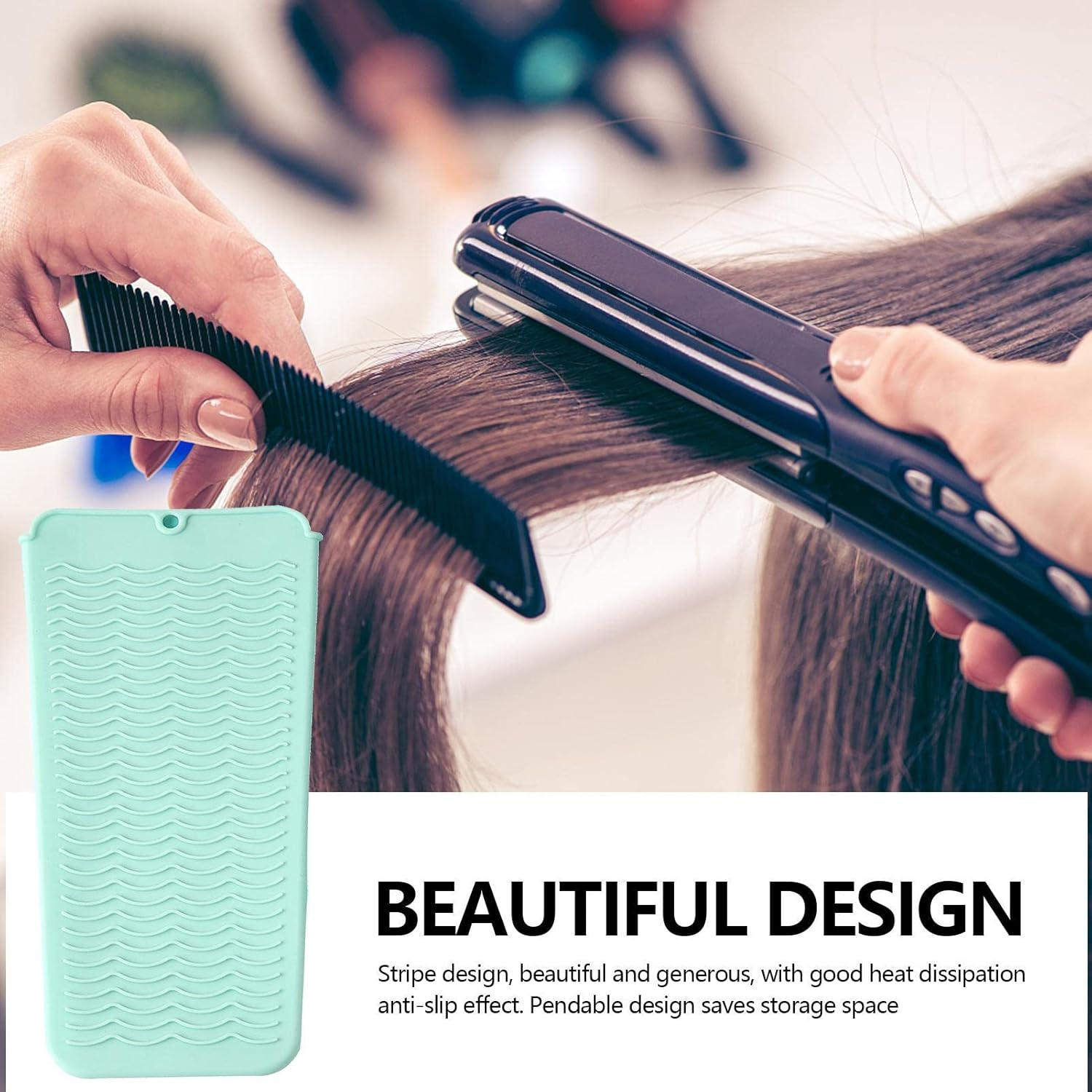 Travel Silicone Hair Straightener Pad - Travel Hair Straightener Mat,Perm Styling Tool Anti-Scald Protection Pad, Curling Iron Heat-Resistant Pad for Curling Irons Borato image number 4