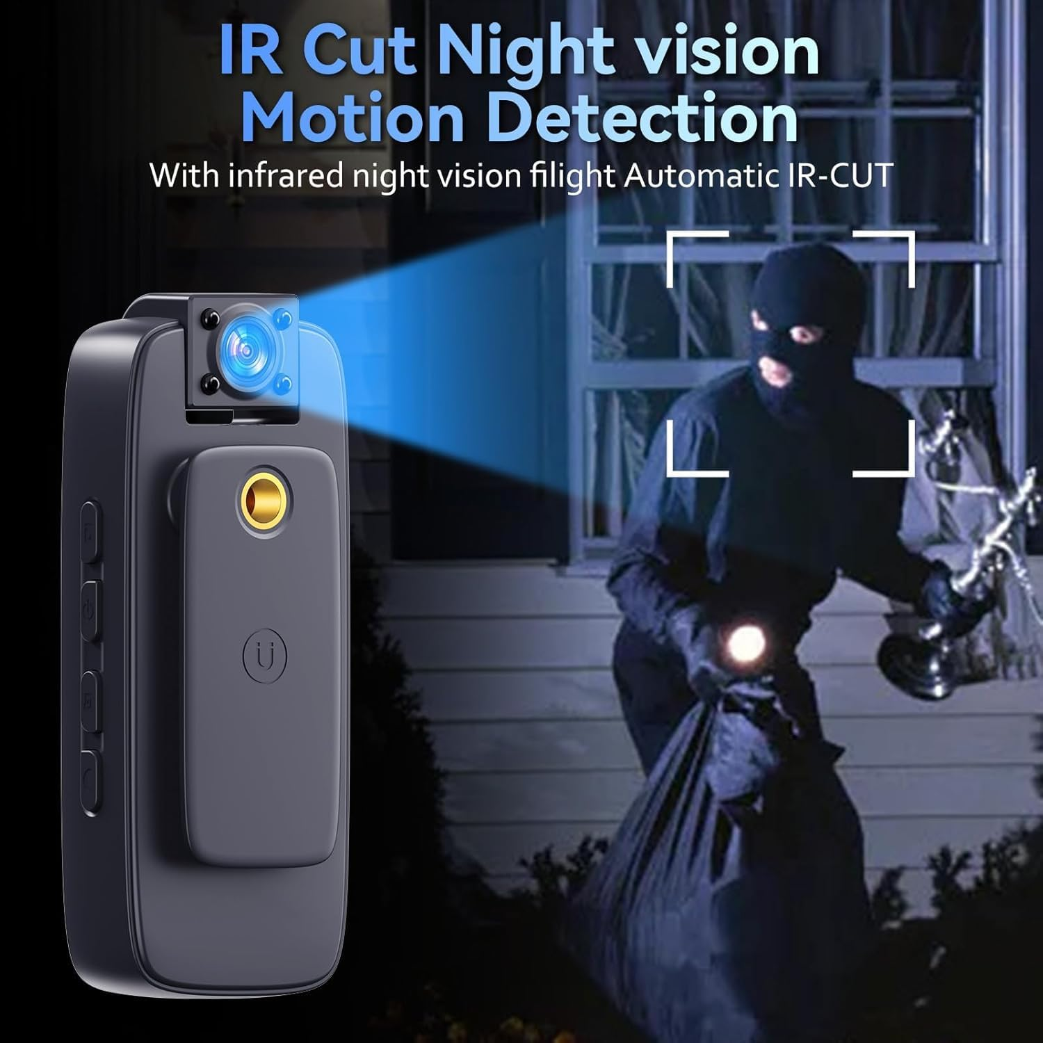7JI 4K HD Body Camera Video Recorder with 180&deg; Rotation Lens and Wifi for Real-Time Viewing, 128GB Memory, and Infrared Night Vision Cam, Ideal for Outdoor Security, Law Enforcement, Travel.(4K-128G) image number 2