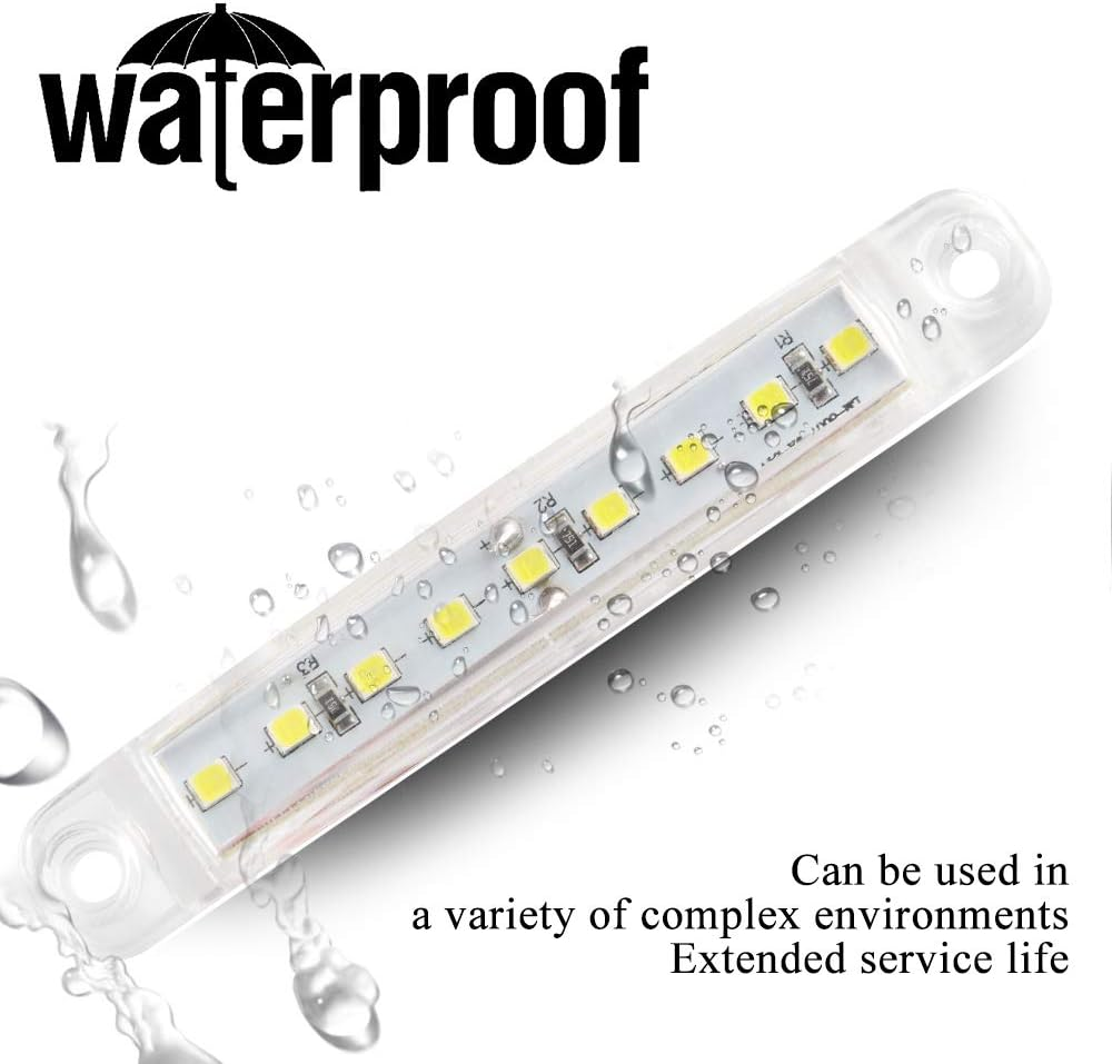 10Pcs 3.9" White 9 LED Side Marker Lights 12-24V,Bright Indicator Light Front Rear Side Position Lamps for Car Truck Trailer Camper Van Lorry RV Marker Lights - Black image number 2