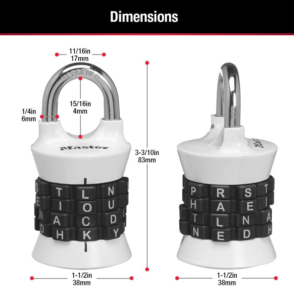 Master Lock Word Combination Lock, Set Your Own Word Lock for Gym and School Lockers, Colors May Vary, 1535DWD image number 6