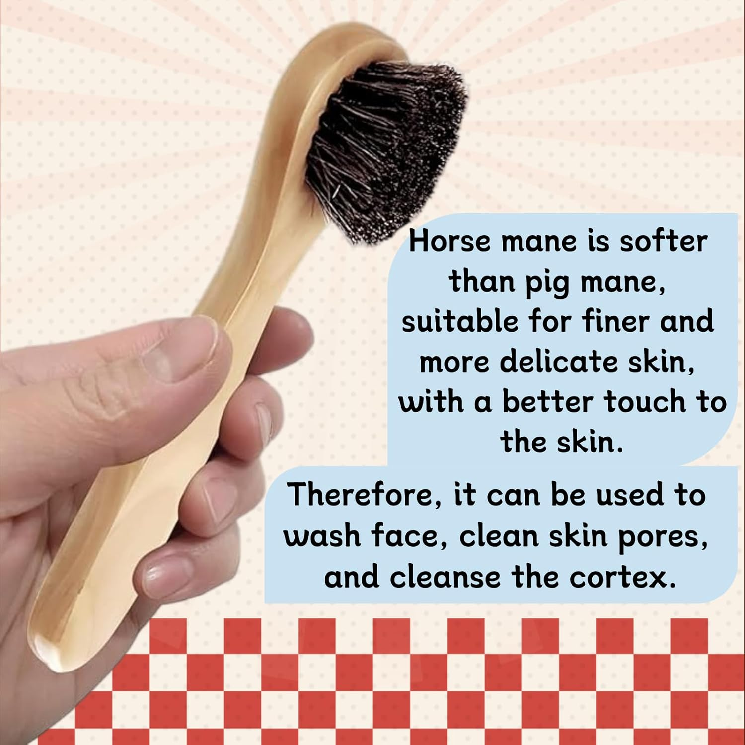 Abeillo 2 PCS Wood Handle Facia Cleansing Brush with Soft Horsehair Natural Bristles, Gentle Exfoliating Scrub Brush for Exfoliating,Massaging,Removing Blackhead,Daily Deep Cleaning for Men and Women image number 3