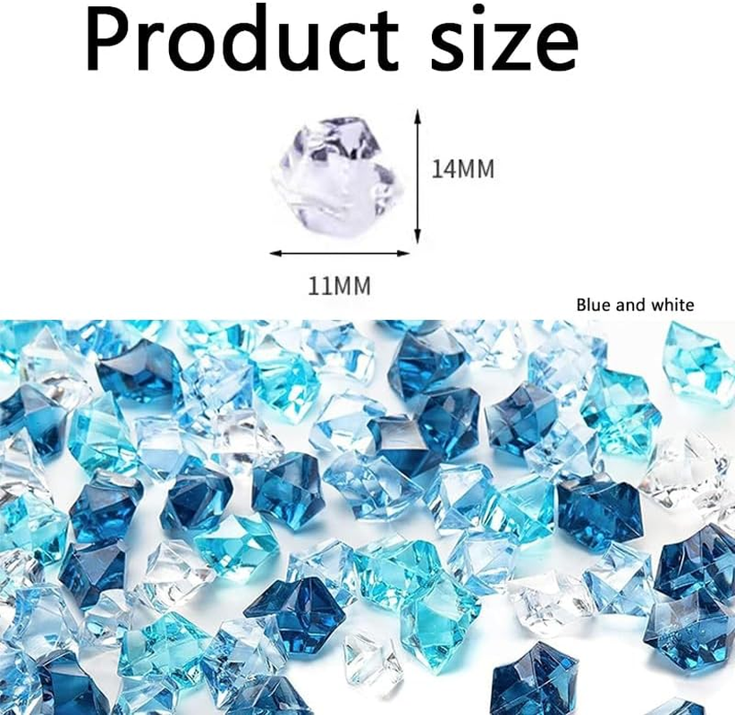 WADY Acrylic Crushed Ice Rocks - 200 PCS Fake Ice Cubes, Clear Plastic Crystals & Diamonds for Vase Fillers, Wedding Decor, Table Scatter, Home Decoration, Arts & Crafts (Blue and White) image number 5