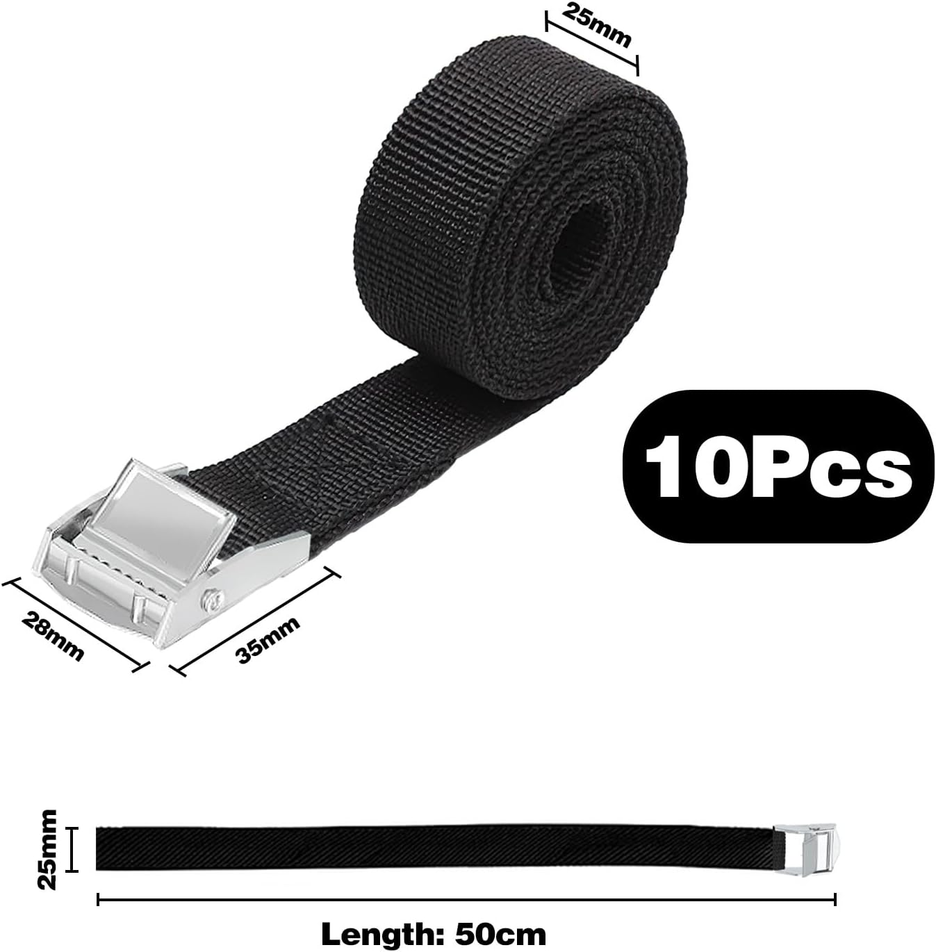 Lashing Straps Short Pack of 10 50 Cm Lashing Straps Bicycle Bicycle Carrier Lashing Straps Fastening Straps Tie down Straps with Clamping Lock for Car Small Bicycle Motorcycle Luggage Packages image number 1