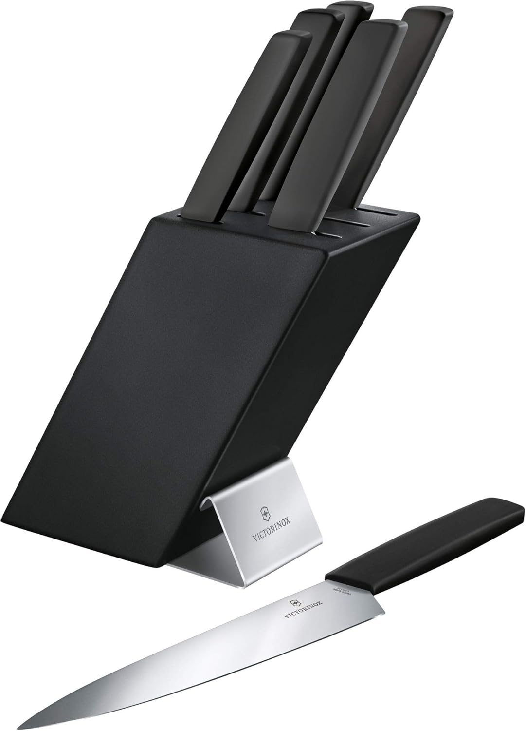 Victorinox 6.9053.17KB Swiss Modern Santoku Knife for General-Purpose Slicing, Dicing, Mincing, and Everything in between Fluted Edge Blade in Black, 6.7 Inches - Green image number 7