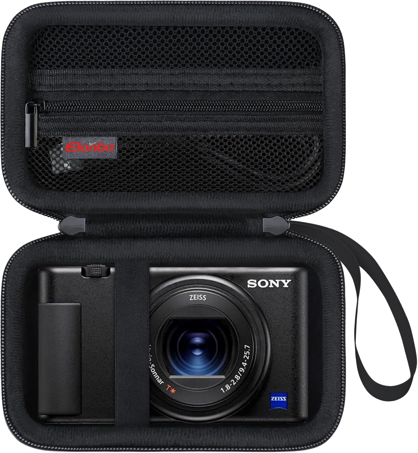 Elonbo Carrying Case for Sony ZV-1F/ ZV-1 II/ZV-1 Vlog Digital Camera for Content Creators, Sony ZV1 Vlogging Camera Hard Travel Bag, Mesh Pocket Fits Battery Card Reader Cable, Black