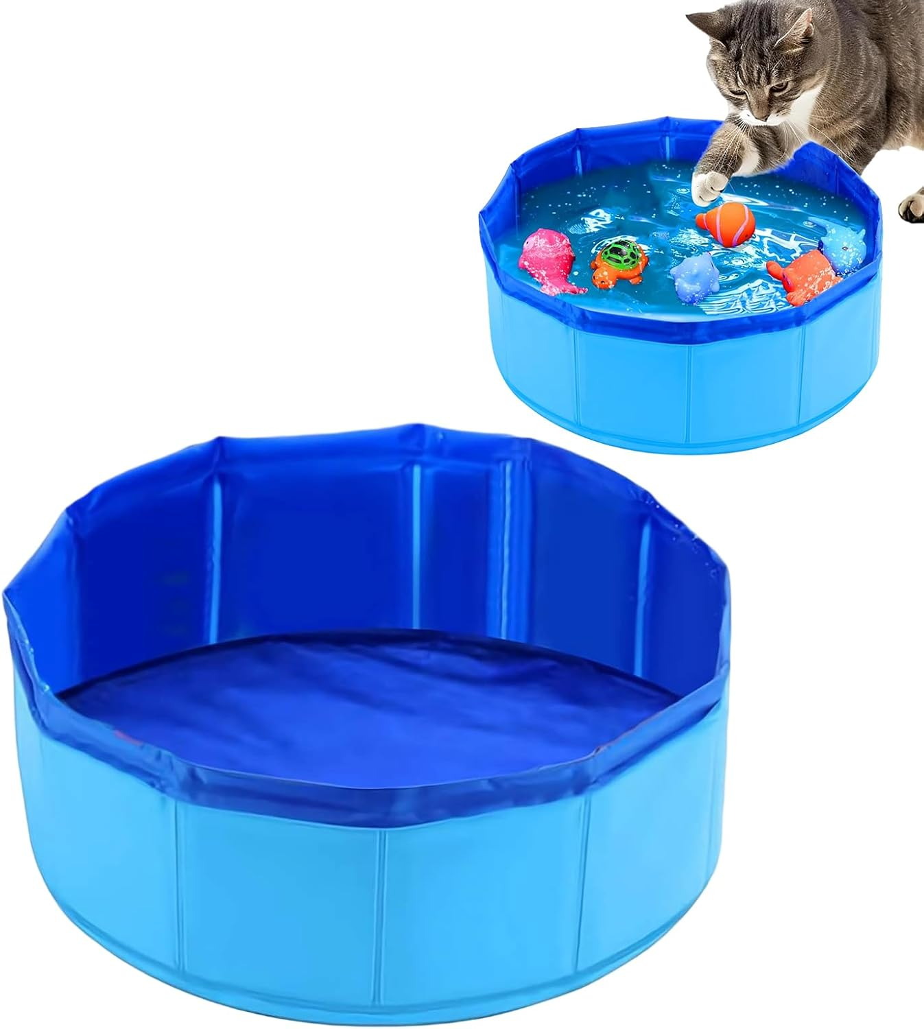 Cat Pool, 30 X 10 Cm Non-Slip Cat Tub, Swimming Pool for Dogs and Cats in Summer, Mini Pool for Kittens and Puppies for Playing and Bathing (Blue) image number 2